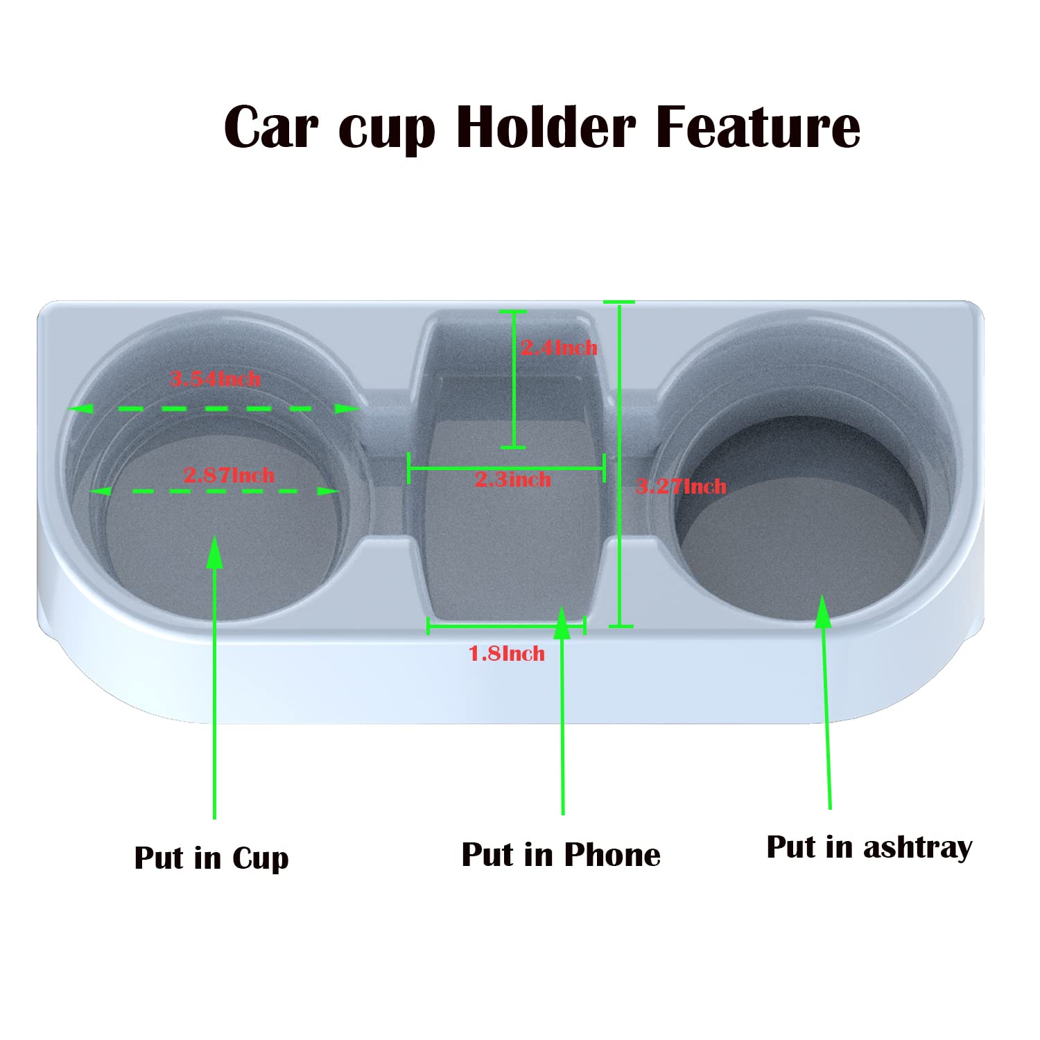 Heart Horse Cup Holder Portable Multifunction Vehicle Seat Cup Cell Phone Drinks Holder Box Car Interior Organizer (Grey)