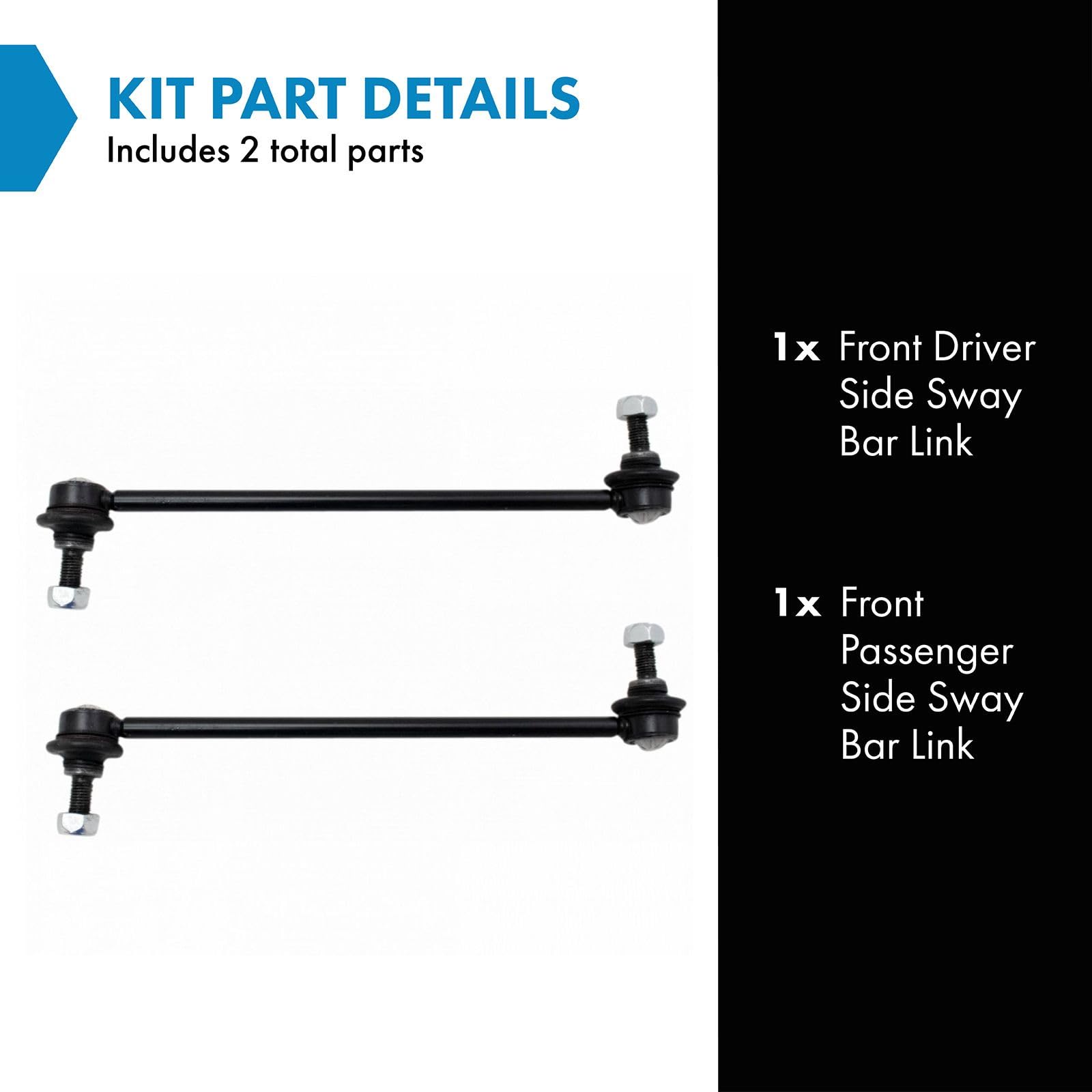 Trq Front Sway Bar Stabilizer Link Set Compatible With 2018-2022 Ford Ecosport 2011-2019 Fiesta 2011-2014 Mazda 2 2016-2020 Cx-3