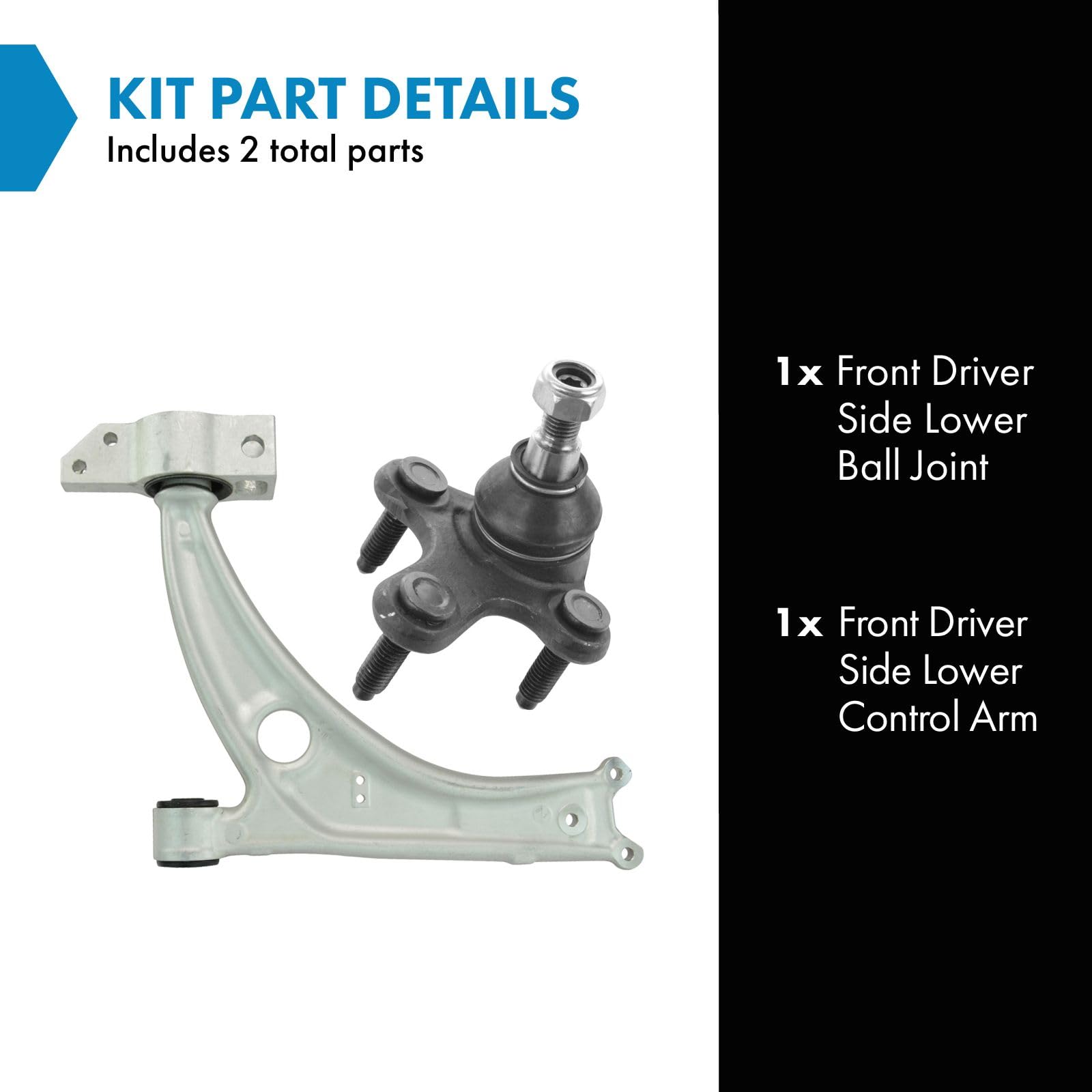 Trq Front Left Lower Control Arm With Ball Joint Set Drivers Side Compatible With 2009-2016 Volkswagen Tiguan