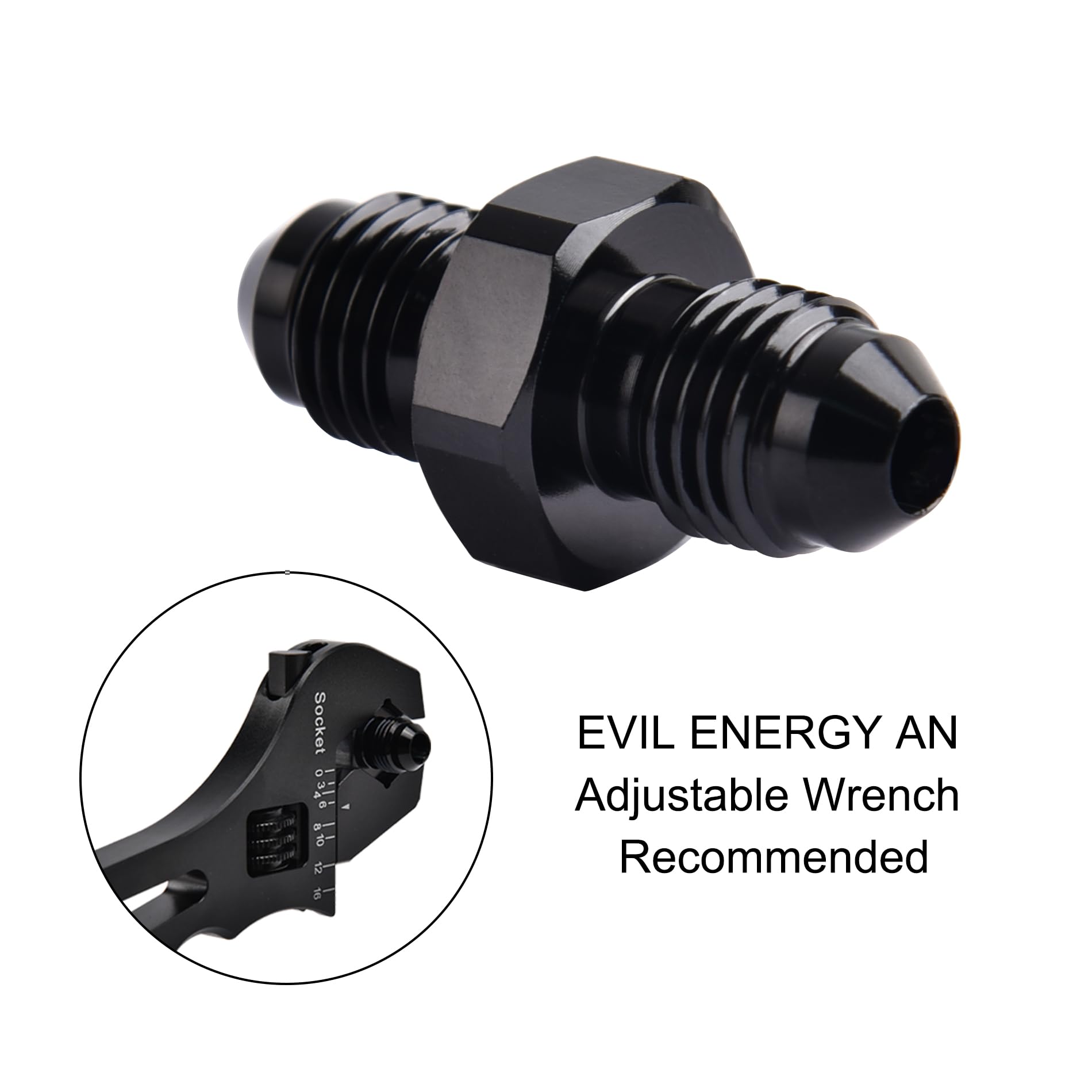 EVIL ENERGY 4AN Male to Male Flare Coupler Union Straight Fuel Hose Adapter Fitting Black