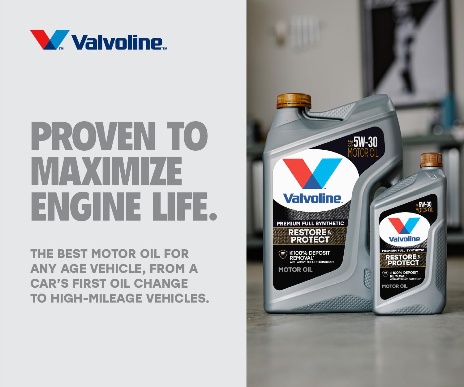 Valvoline Full Synthetic 5W-30 Motor Oil, 5 QT - Restore & Protect, Gold - Advanced Engine Protection for Optimal Performance