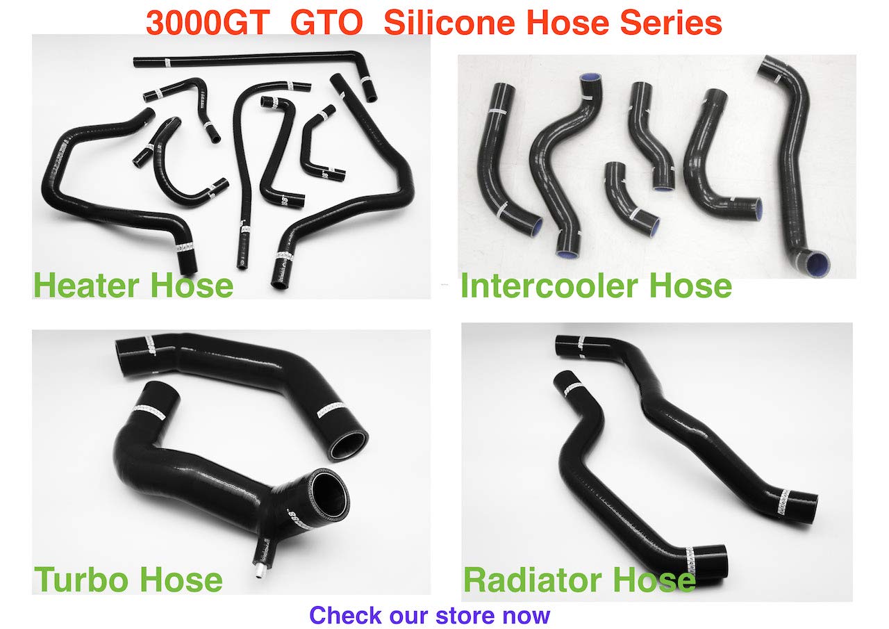 Autobahn88 Heater Silicone Hose Kit, compatible with 1990-2001 Mitsubishi GTO 3000GT Dodge Stealth Z16A Z15A Twin Turbo (Black -