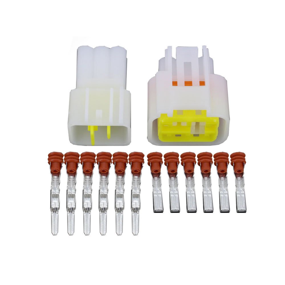 CNLW 6 Pin Waterproof Electrical Wire Connector Kit, Model DJ7061Y-2.3-21/11, Flame Retardant Plastic, Male & Female Automotive Connectors