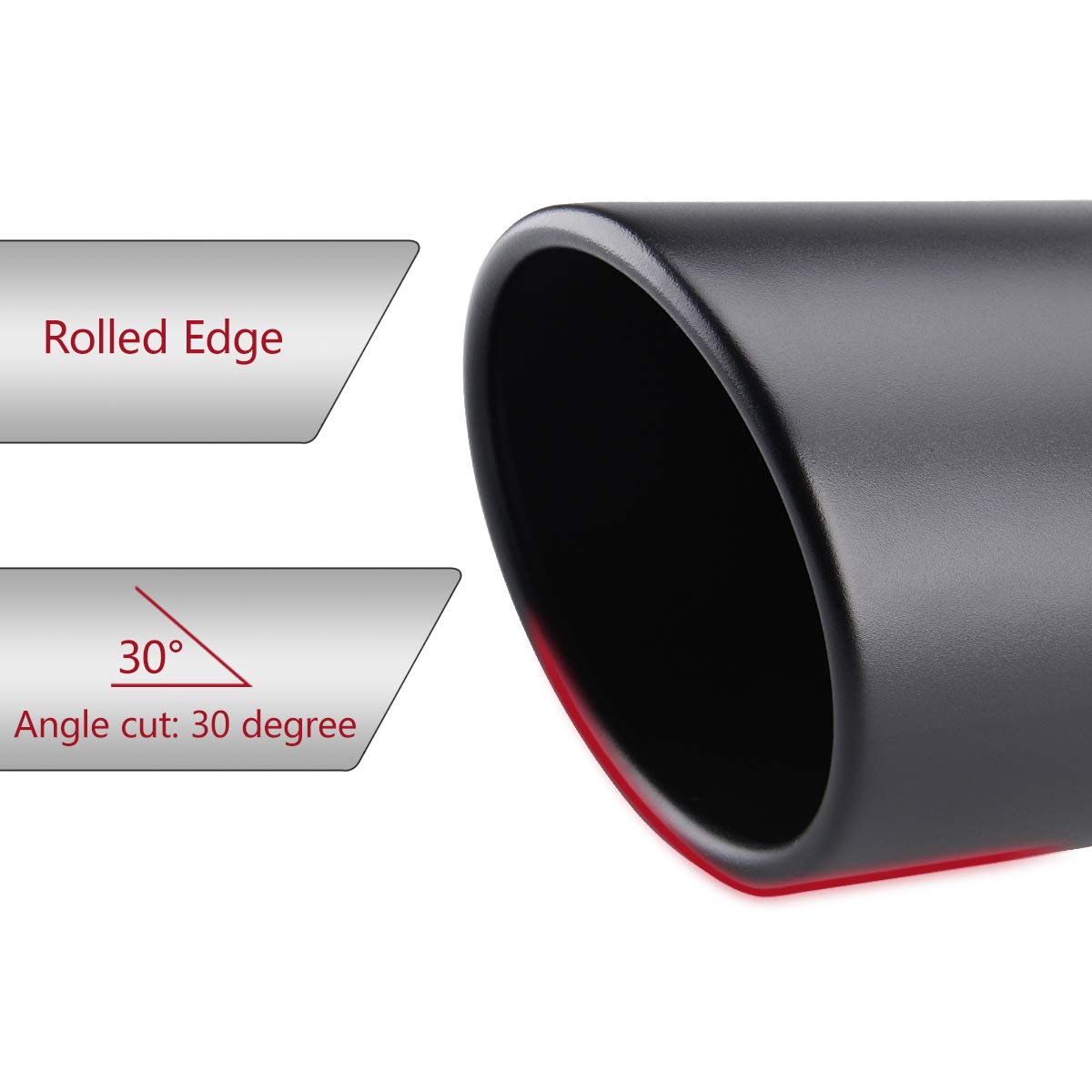 Lcgp Bolt On Diesel Exhaust Tip 4'', 6'' Outlet 15'' Long Truck Tip, Rolled Angle Cut, Black Powder Coated