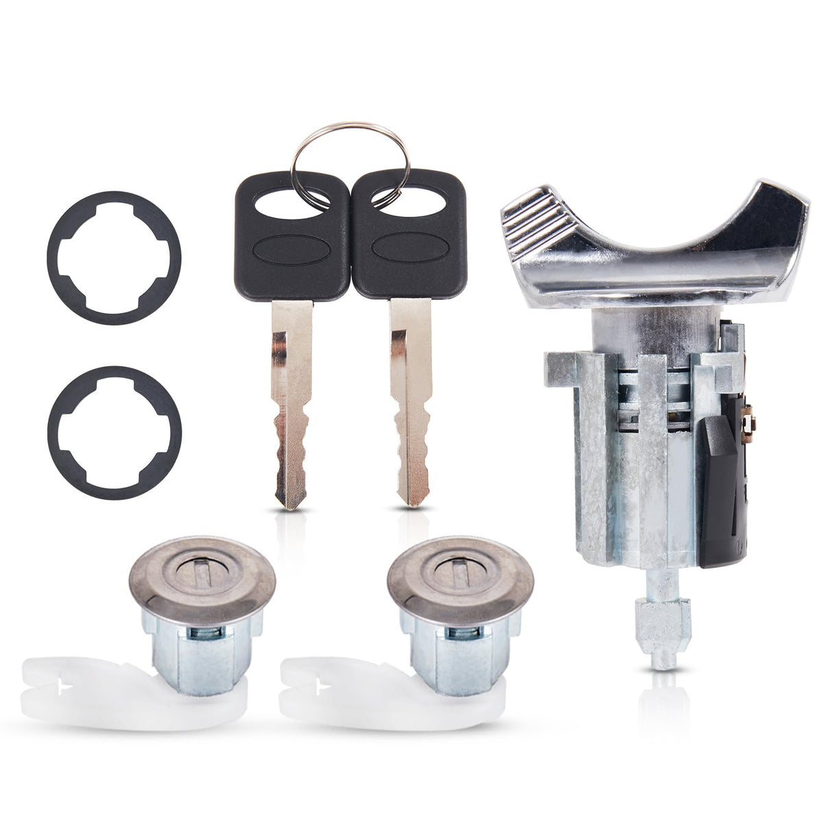 AUTOBABA Ignition Switch Lock Cylinder & 2 Pcs Door Lock Cylinder with Keys Compatible with 1992-1995 Ford Bronco F150 F250 F350