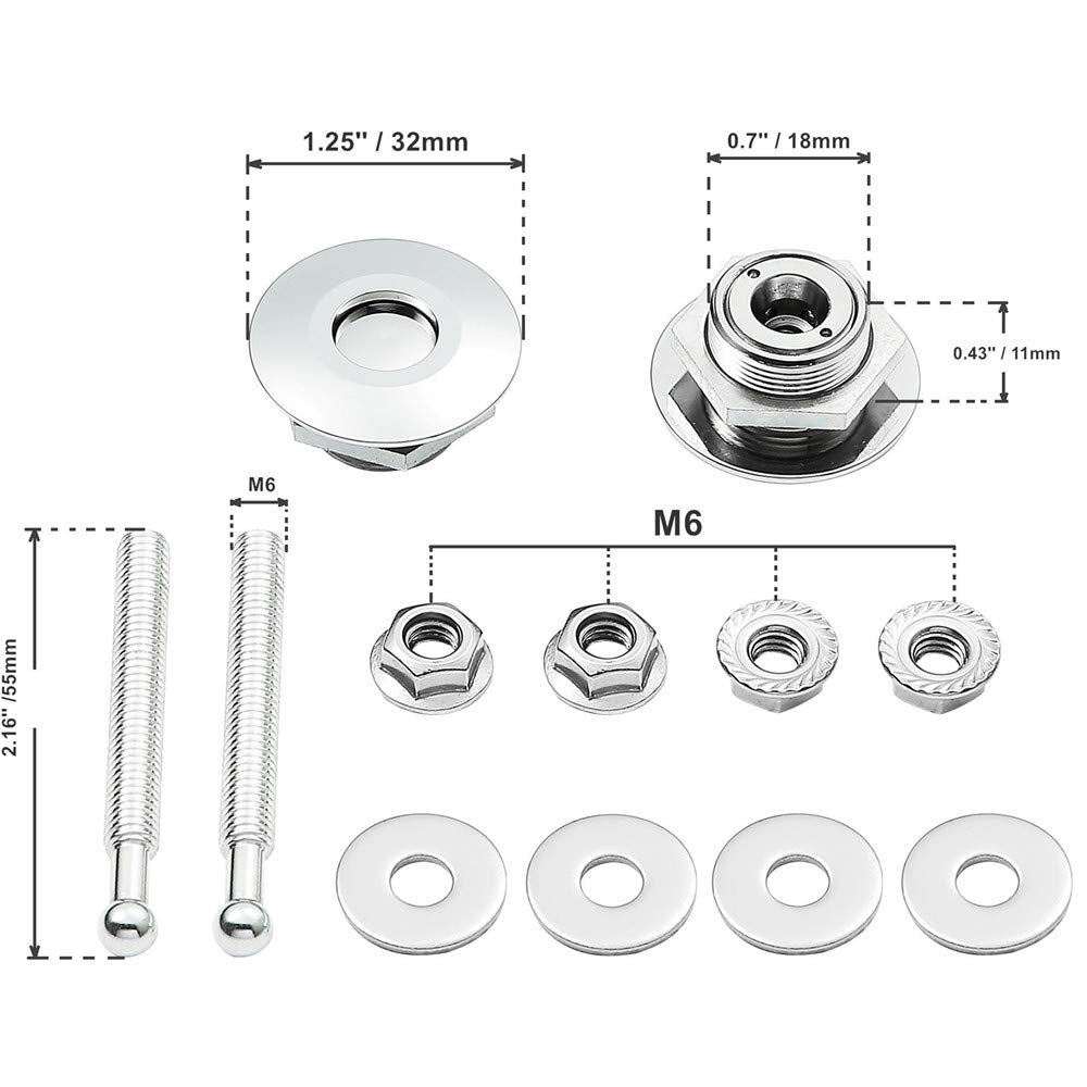 RVCAZON STETION Quick Release Latch License Plate Lock Clip 1.25'' Diameter Aluminum Alloy Car Hood Pins Lock Clip Kit for Bumpe