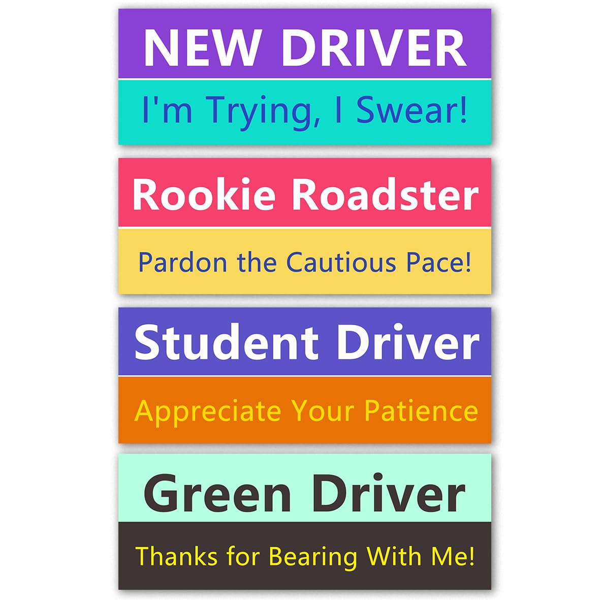 LogFaadCoi 4-Pack 'New Driver' Reflective Magnetic Signs - Removable Safety Warning Bumper Stickers for Cars, Large Size, Durabl