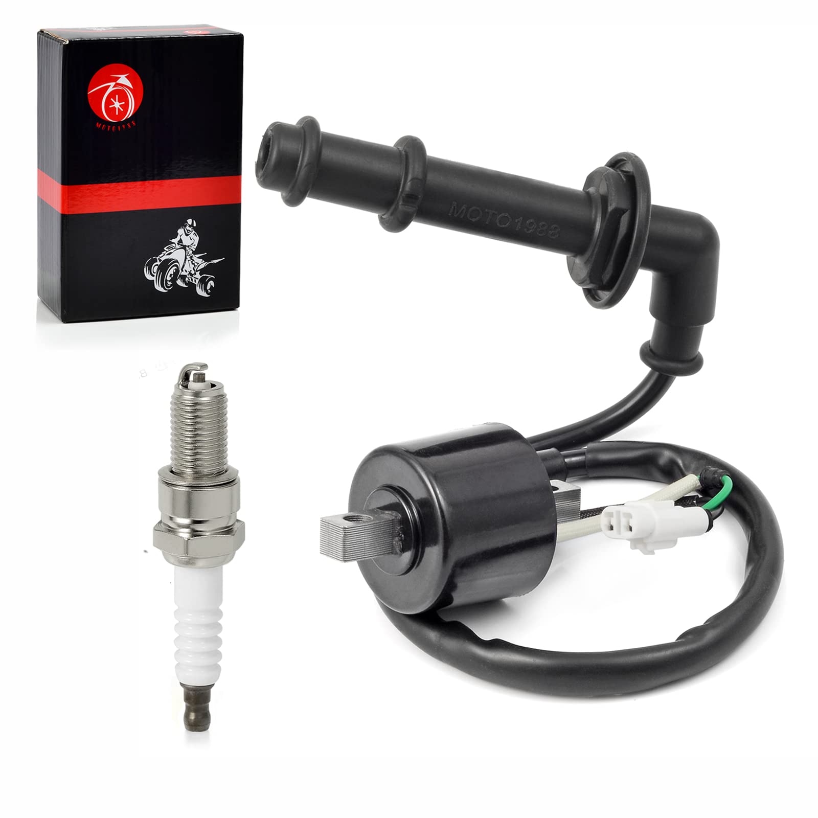 Ignition Coil Pack & Spark Plug Cap Compatible With Suzuki Quadracer 450 Ltr450 2006-2009 Rmz 450 Rm-Z450 L0/L1/K8/K9 2005-2012 33410-45G00 33510-35G00 33410-35G10 33510-28H00