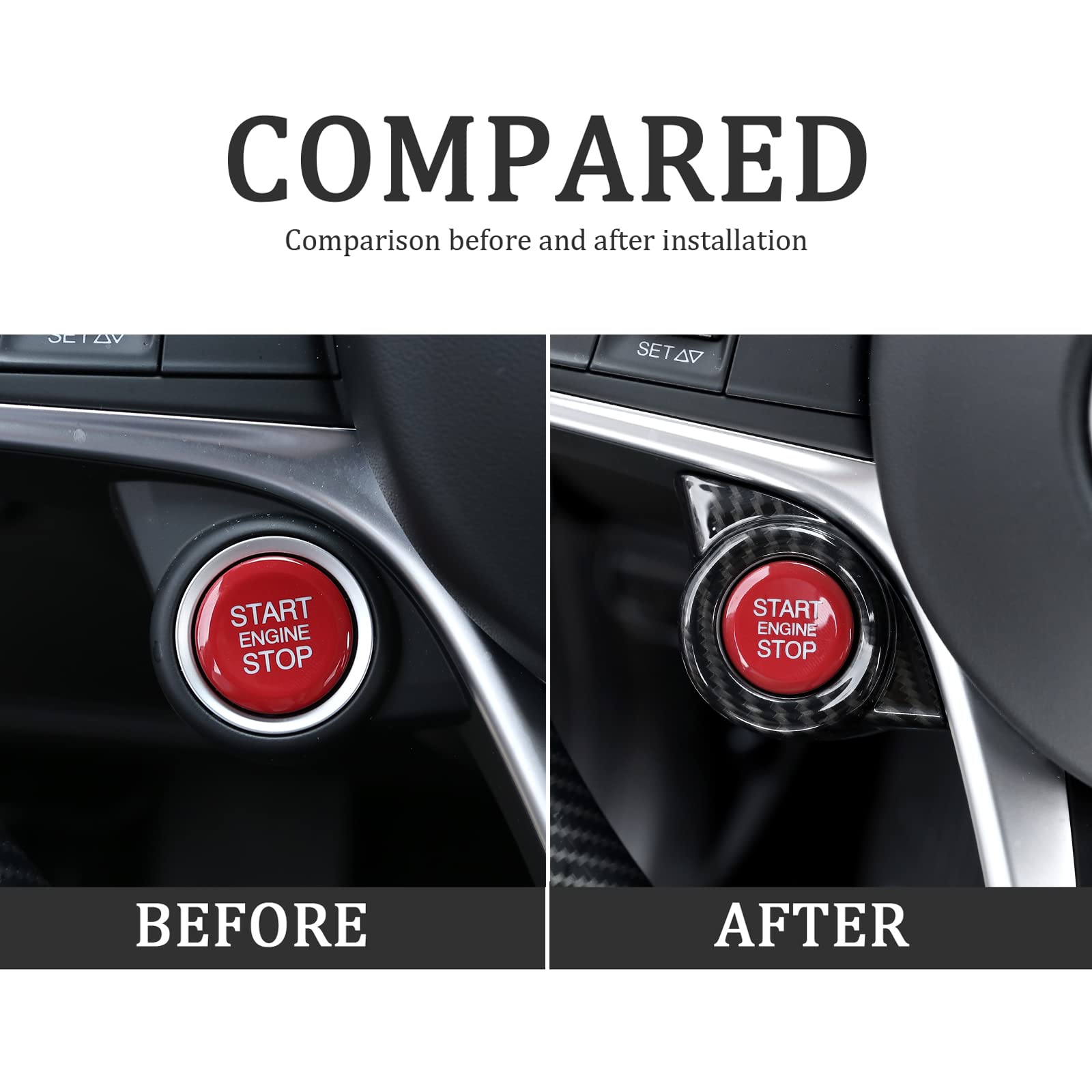 Toycidfg Car Engine Start Stop Button Frame Cover Trim For Alfa Romeo Stelvio 2017-2018/Giulia 2016-2018 Auto Accessories (Carbon Fiber Pattern)