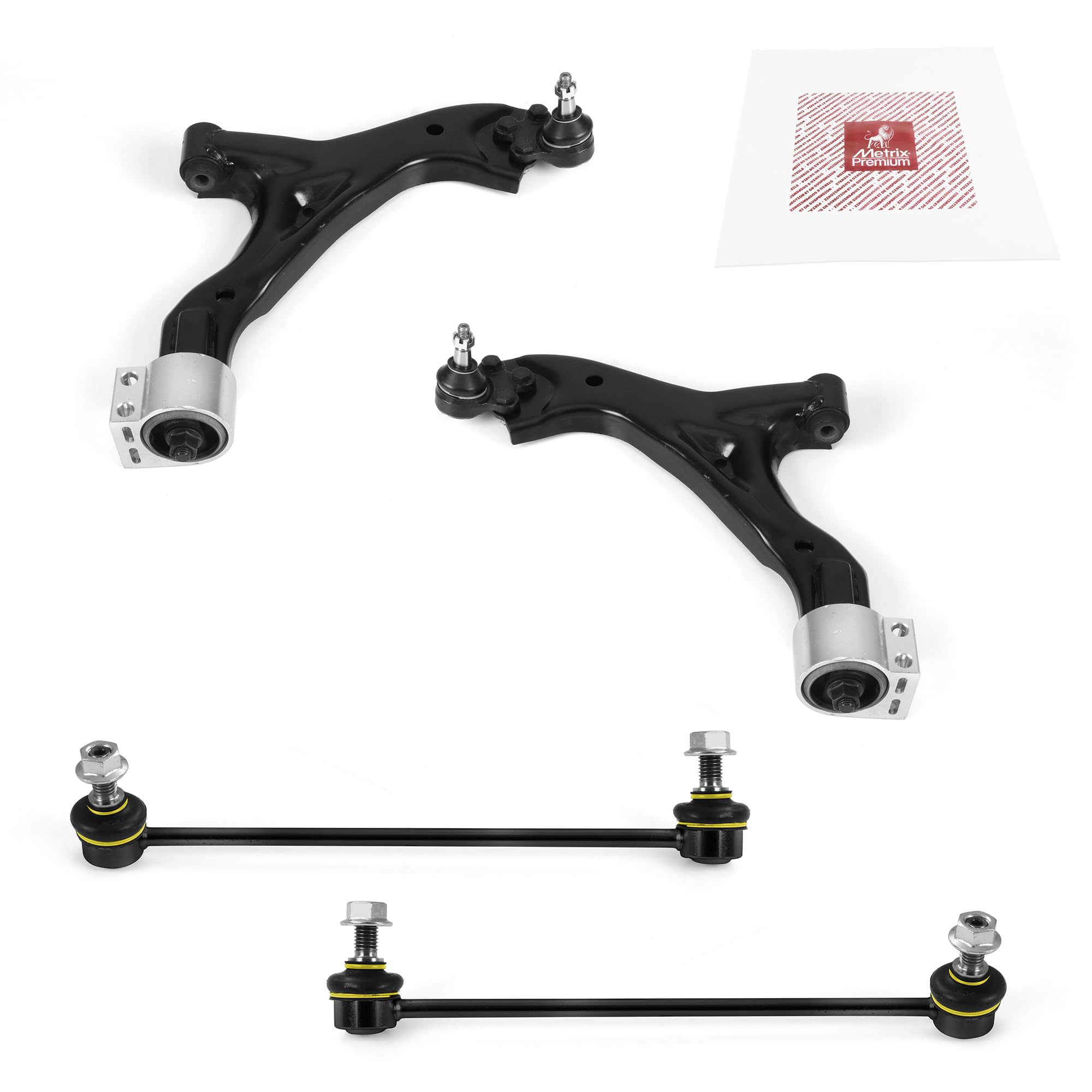 Metrix Premium Chassis Parts - 4 Pc Front Lower Control Arm & Front Sway Bar Stabilizer End Link Kit Fits 05-09 Chevrolet Equino