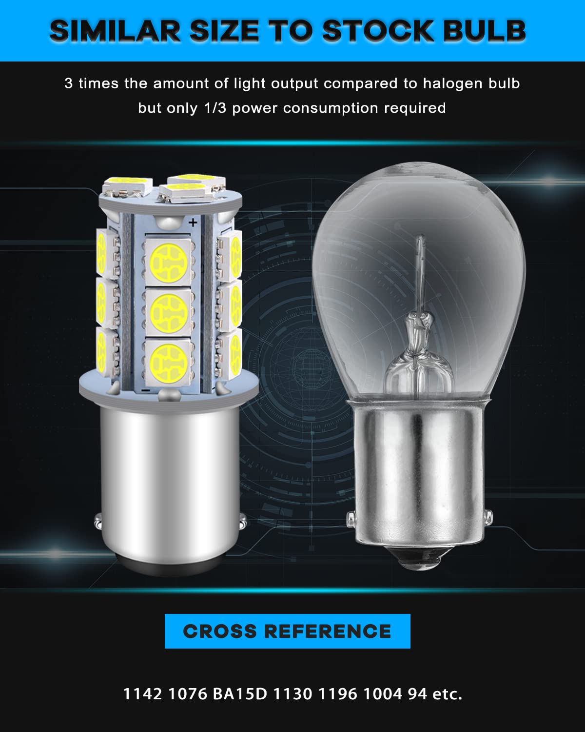 Qoope 6-Pack 1076 Led Bulb For Rv, 1142 1004 Ba15D White Light Bulb Replacement For 12V Camper Trailer Motorhome Boat Interior Light, 5050 18Smd Double Contact Bayonet,#90 Yard Landscape Bulb