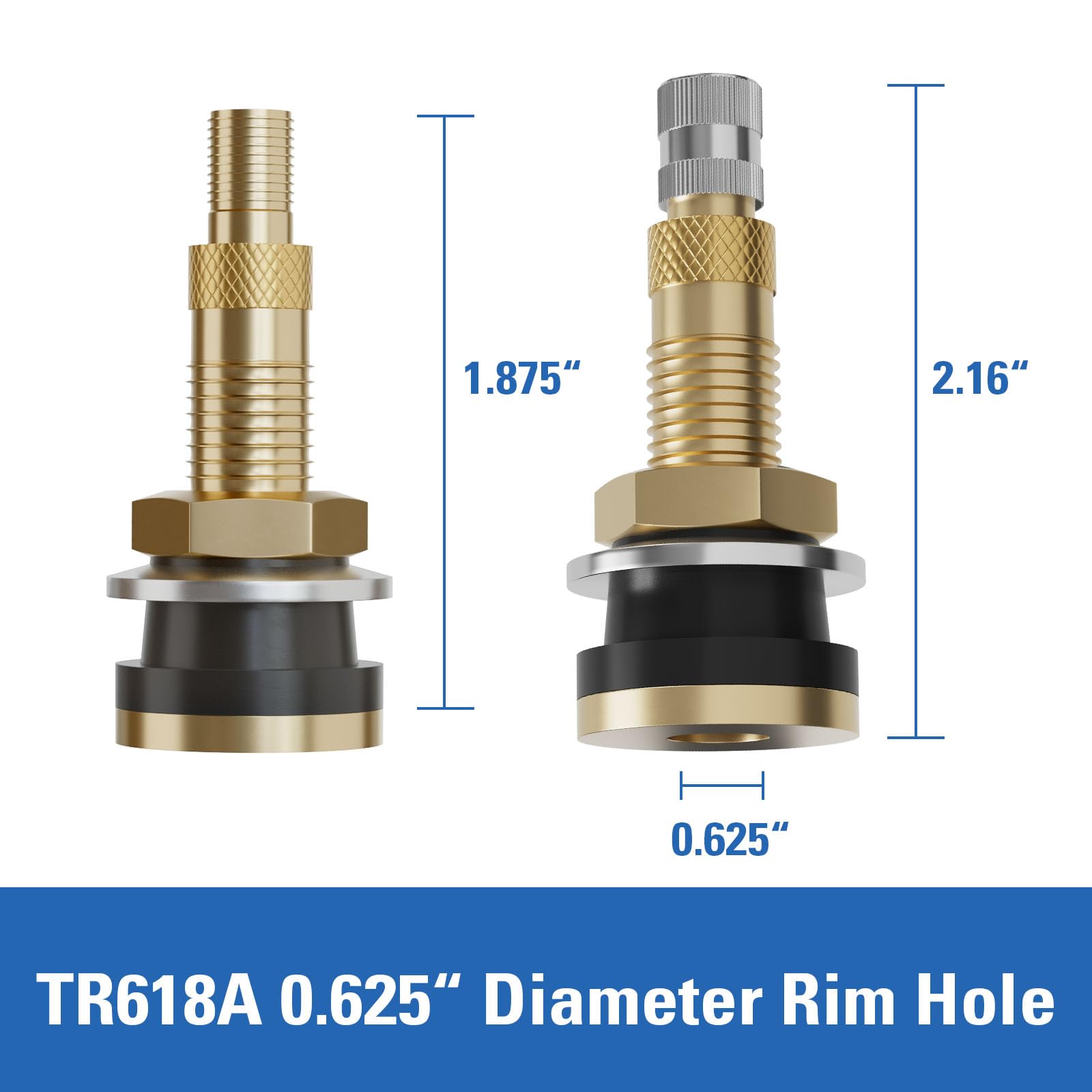 Ckauto Tr618A Tubeless Tire Valve Stems, 1.875 Metal Valve Stems, Climp-In Brass Tire Valve Stem With Valve Stem Core For Rim F.