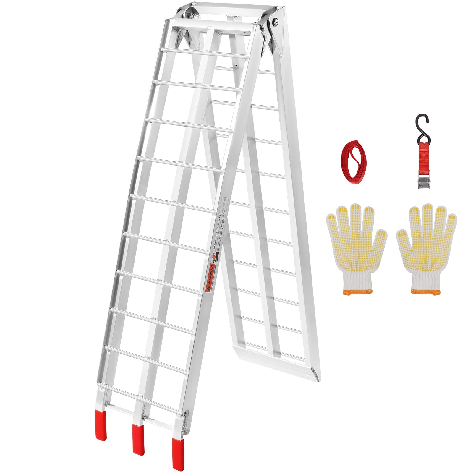 VEVOR Motorcycle Ramps, 750lbs Folding Loading Ramps for Pickup Trucks Bed, Trailers Ramp with Load Straps for Motorcycle, Dirt 