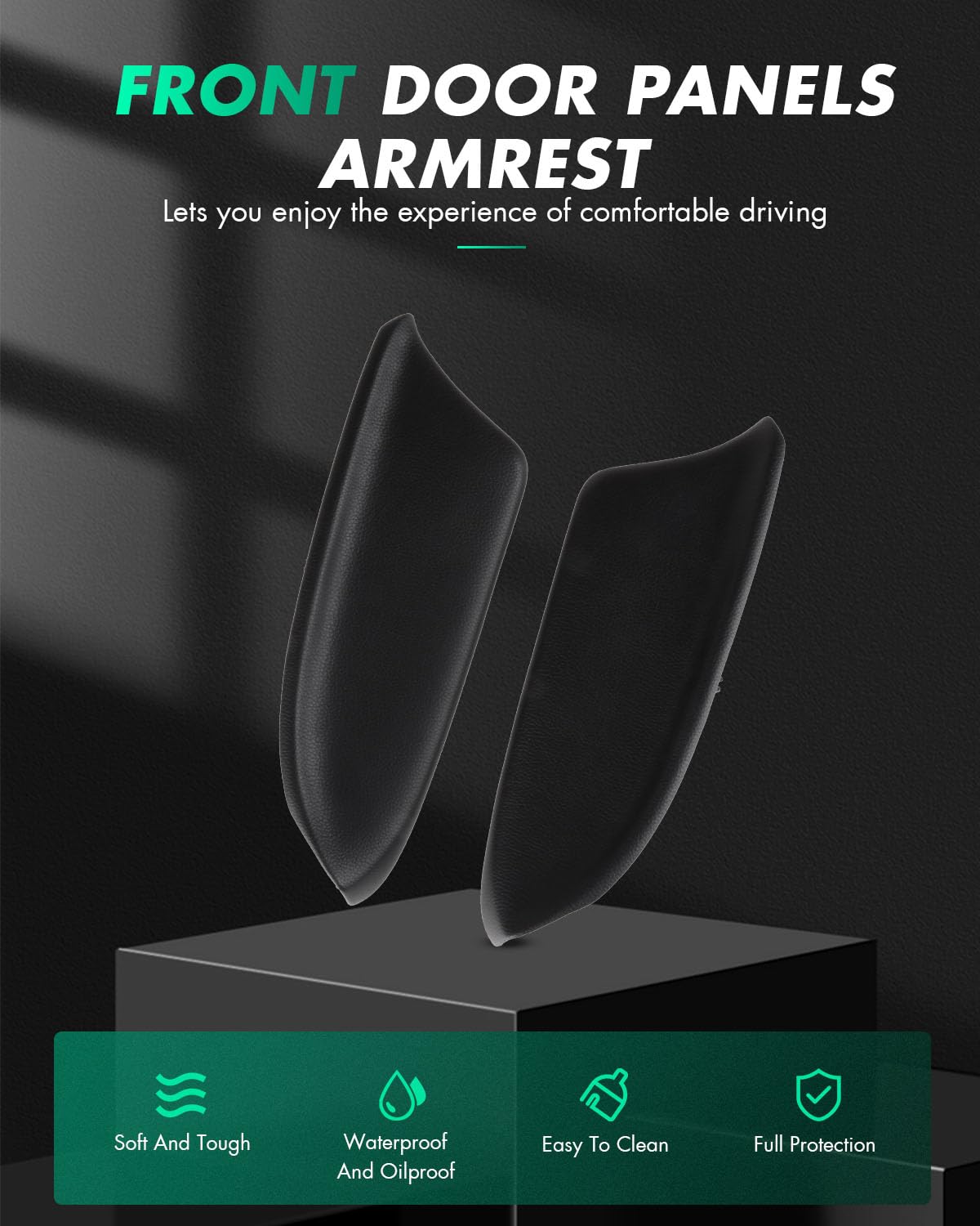 SCITOO Auto Black Front Door Panel Armrest Replacement fit for 2008-2012 for Honda for Accord(2pcs)