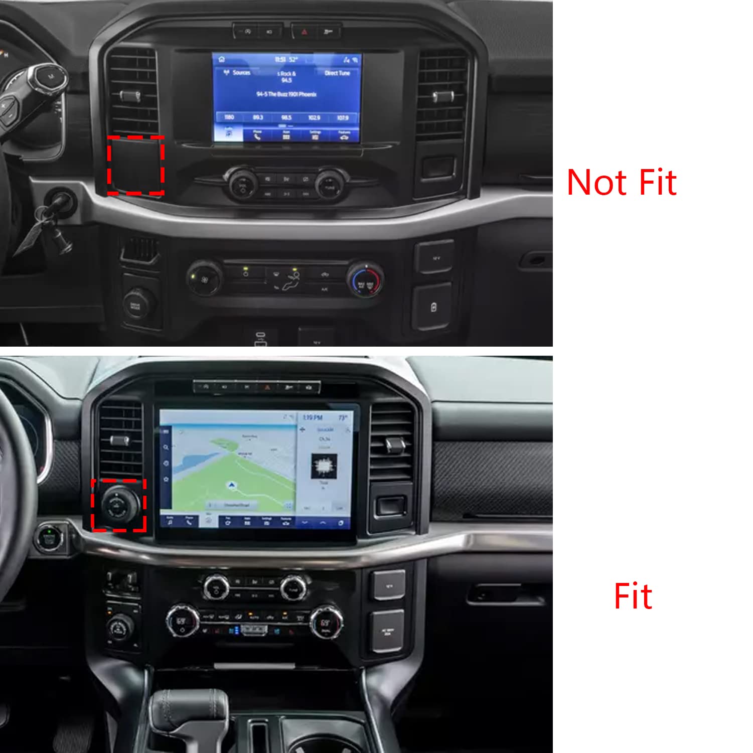 Keptrim For 2021 2022 2023 Ford F-150 Abs Carbon Fiber Air Conditioning Switch Button Knob Trim, 2Pcs