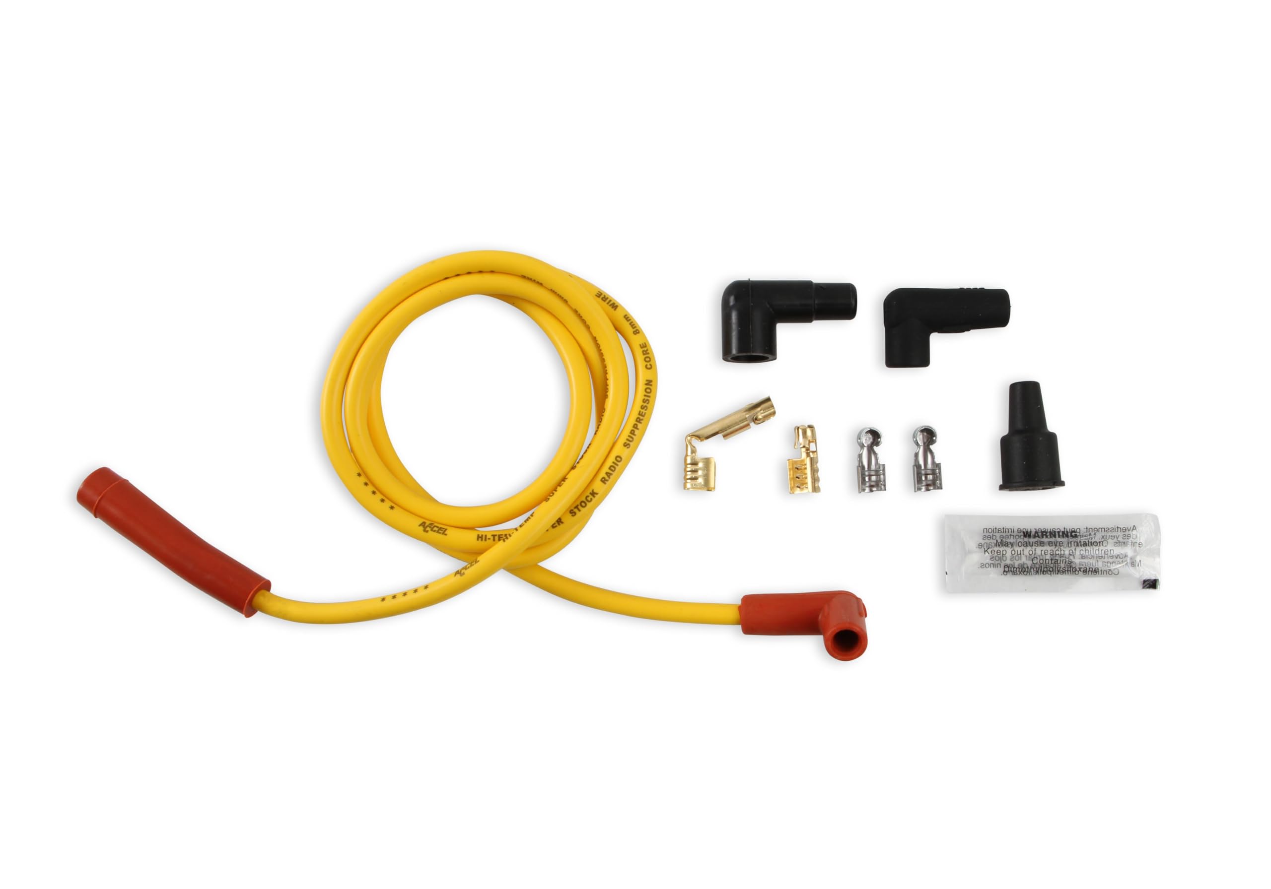 Accel 170500 Single Wire Replacement Kit - Straight And 90° Spark Plug Boots - Universal - Yellow