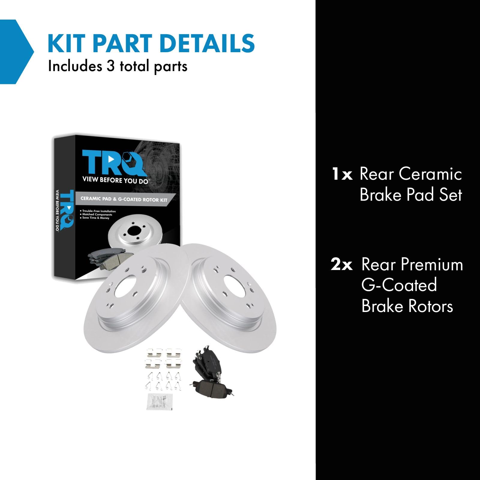 Trq Rear Brake Pad & Rotor Kit Brake Pads Brake Rotor Ceramic Premium G-Coated Compatible With 2017-2020 Honda Cr-V