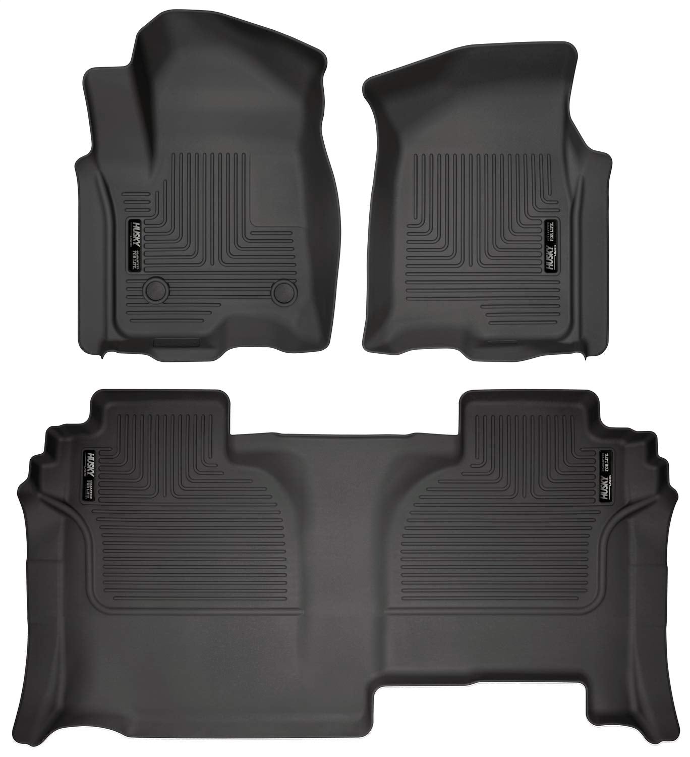 Husky Liners Weatherbeater Floor Mats for 2019-2024 Chevy Silverado & GMC Sierra 1500, 2500, 3500 - Black, 3-pc Set