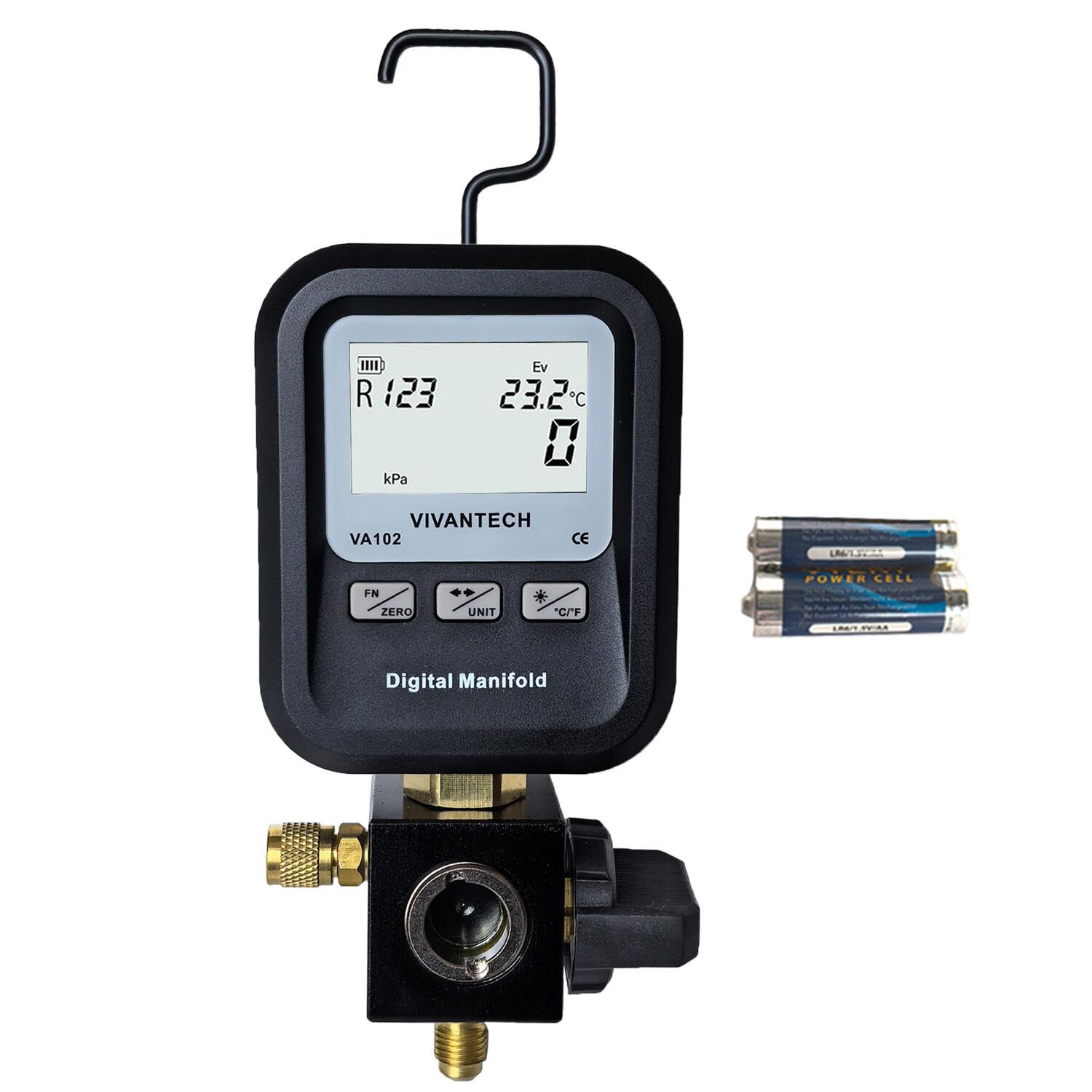 VIVANTECH Digital Gauge HVAC, R22, R134A, R410, R502, R1234Y Vacuum Pressure High-Accuracy Manifold Gauge for AC, Refrigeration 