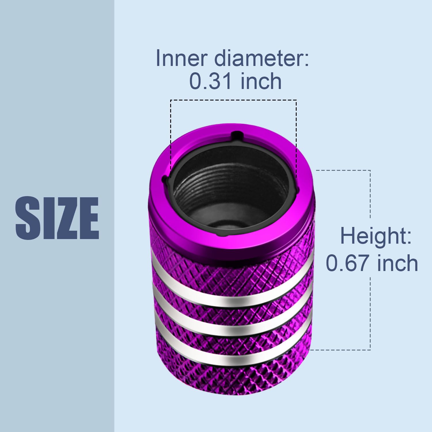 Tire Valve Stem Caps Cover - (5 Pack) Tire Air Cap N2 Nitrogen Metal With Plastic Liner Corrosion Resistant Leak-Proof For Car Truck Motorcycle Bike Purple