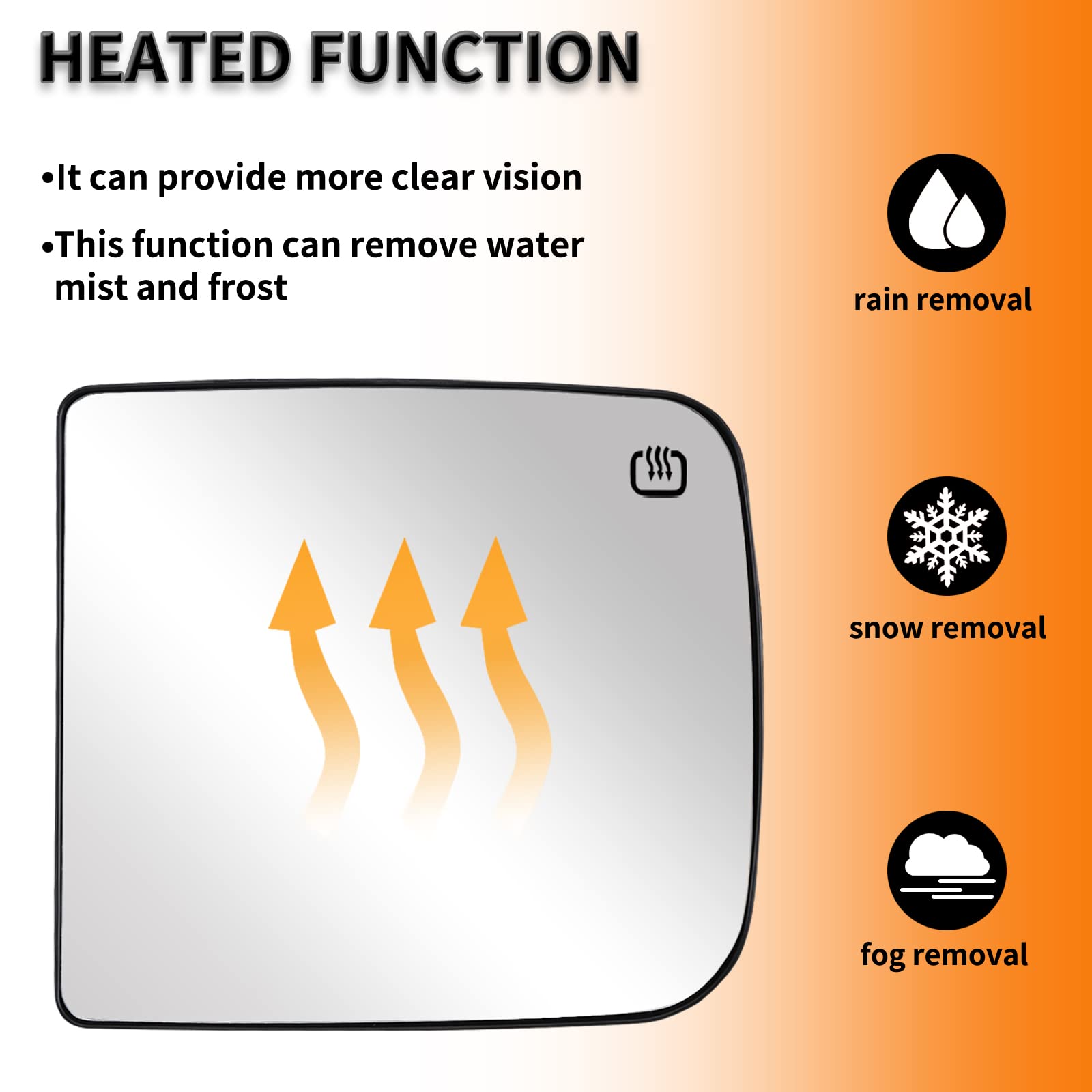 LOIYLLEN Mirror Glass, Left Mirror convexityGlass, Right Mirror Plane Glass, Towing Mirrors with Rear Holder & Heated Replacemen