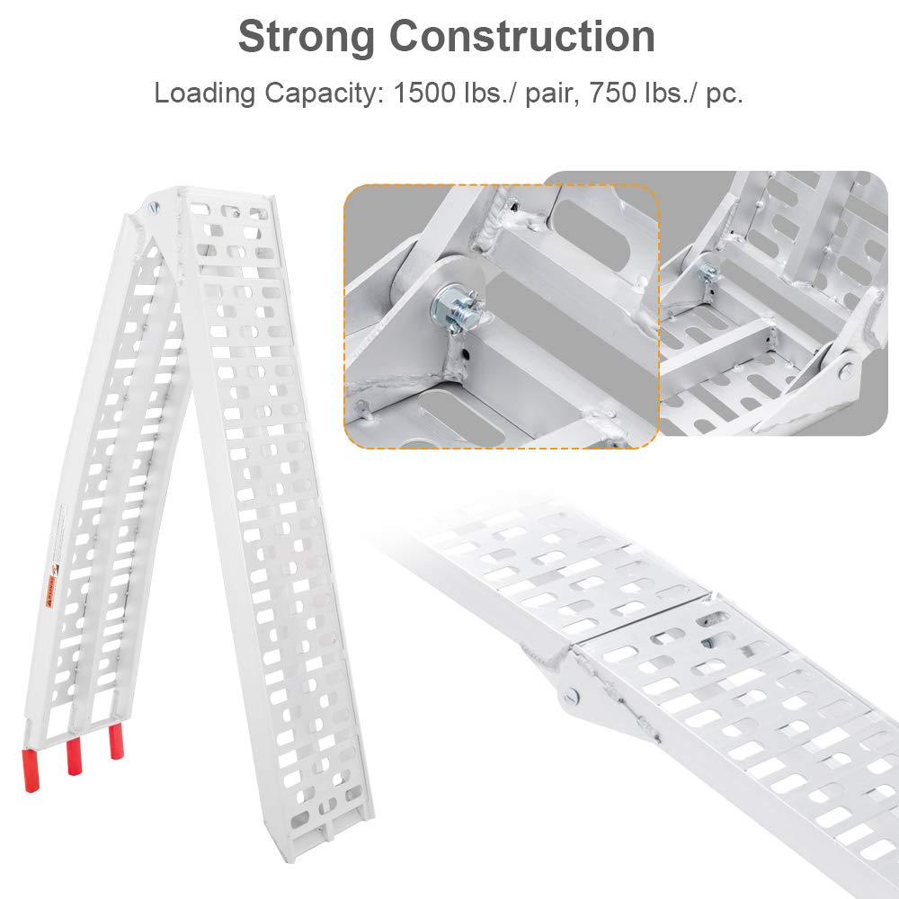 Tuffiom 7Ft Aluminum Truck Ramps 1500Lbs Capacity,2Pcs Folding Loading Atv Ramps For Pickup Trucks Bed, Trailer Ramp With Load S