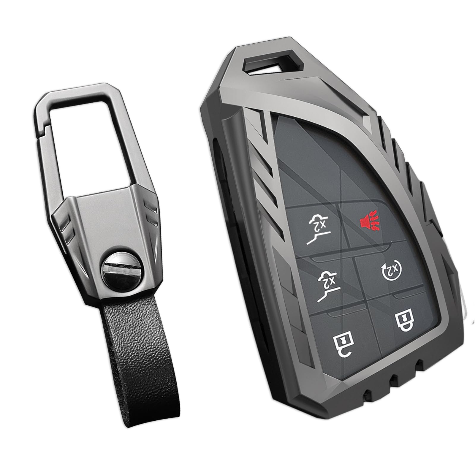 Ocezbiis For Chevy Key Fob Cover,Keychain,Zinc Alloy Protection Car Key Case For 2021-2024 Chevrolet Suburban Silverado Tahoe Yu