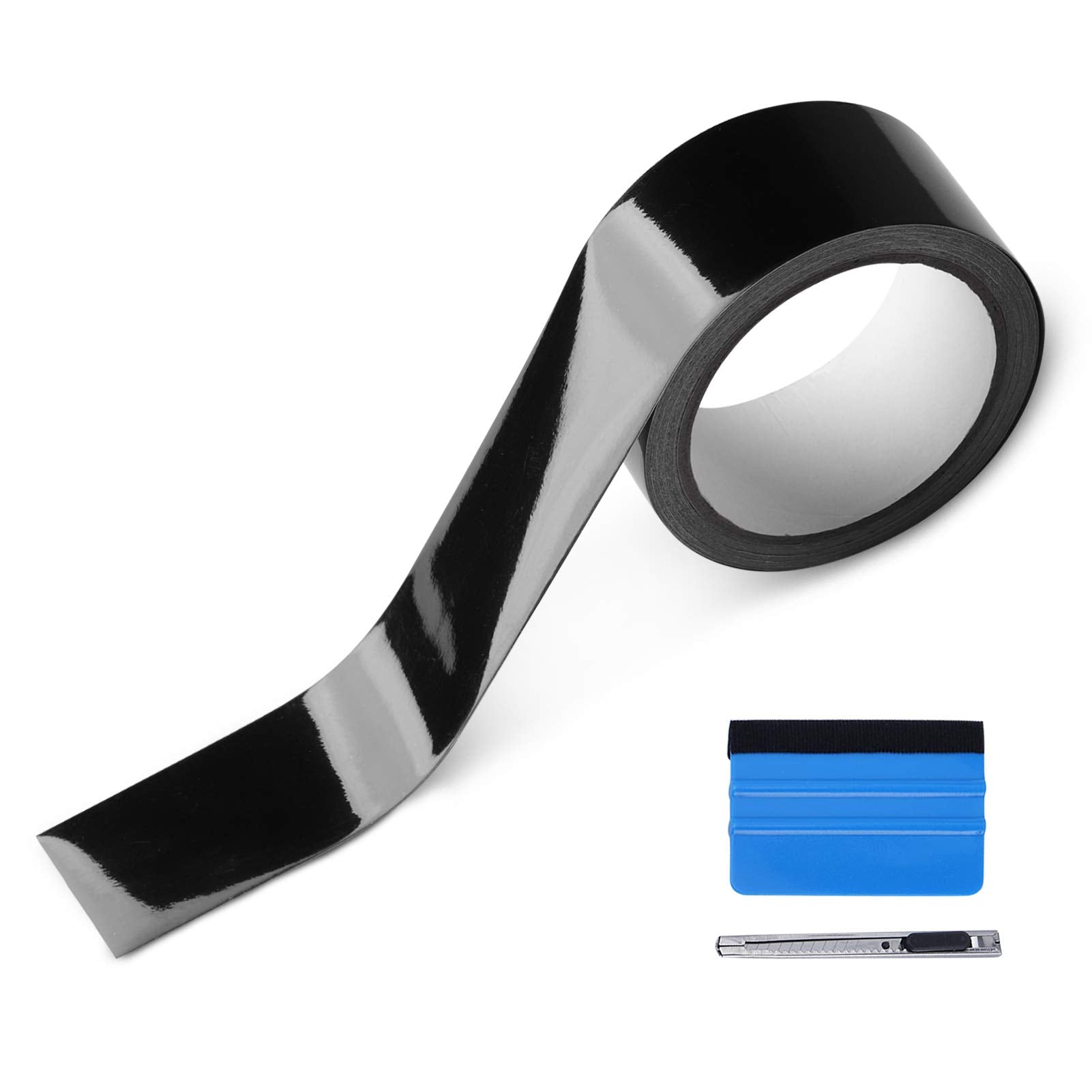 Lzlrun Free Tool Kit High Gloss Vinyl Wrap Kit For Black Out Chrome Delete Window Trim Door Trim (2Inches X 30Feet)