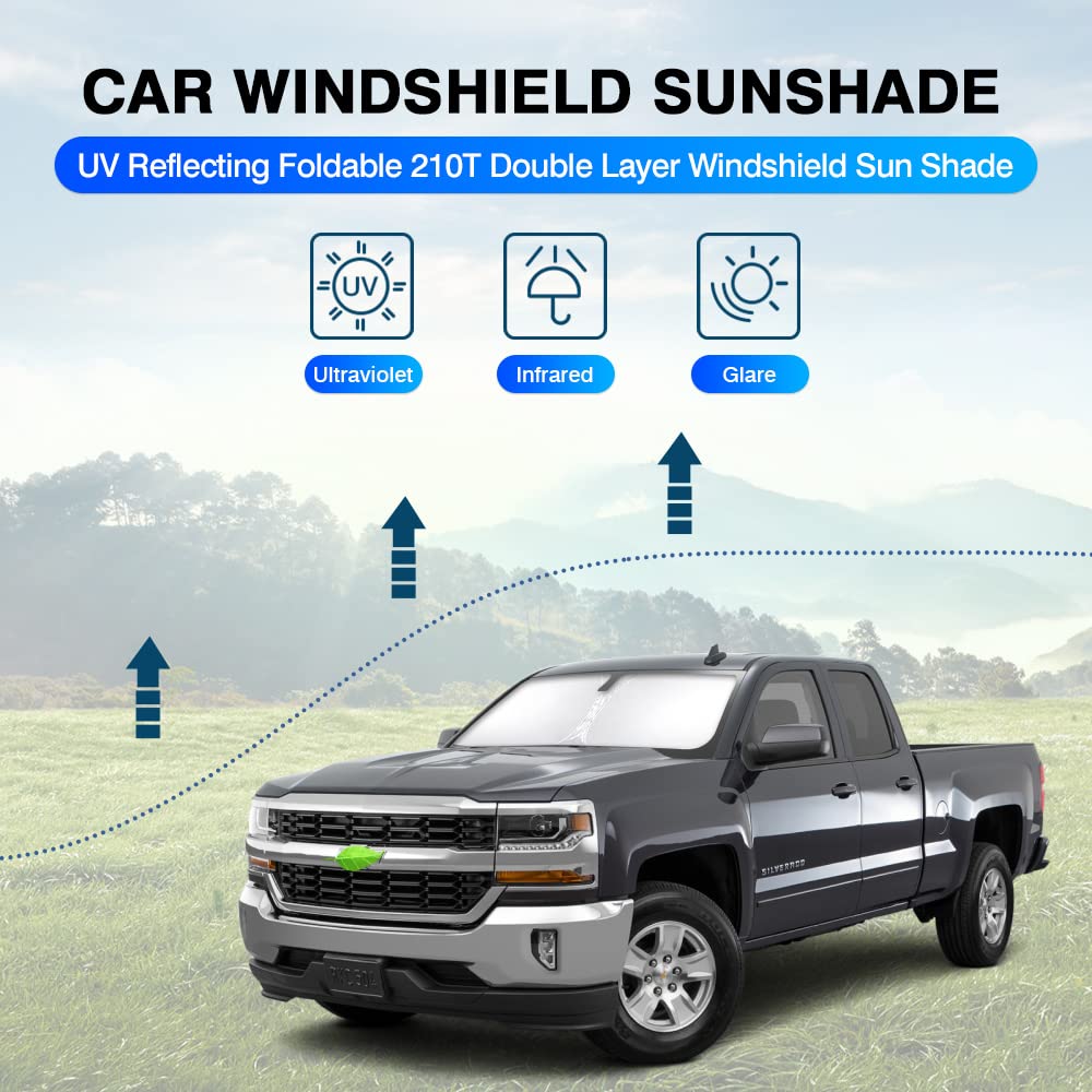 Kust Windshield Sun Shade For 1999-2006 Chevrolet/Chevy Silverado 1500 Accessories Truck (Extended Cab) Sunshade Window Sun Viso