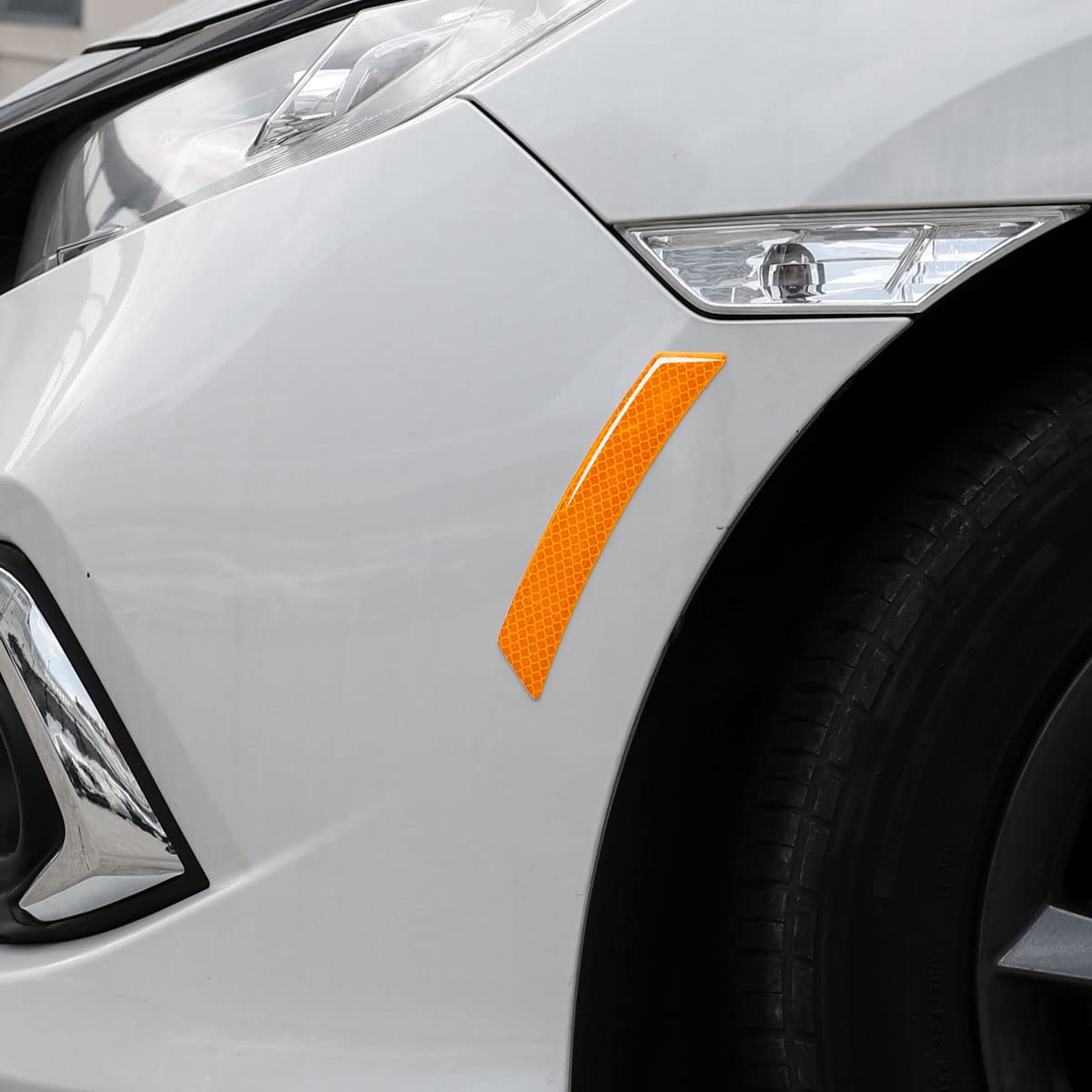 Muekzru 2PCS Car Reflective Trim Stickers, Orange Epoxy Resin Reflector for SUV, Truck Wheel Well & Bumper Protection, Model FGT-BT