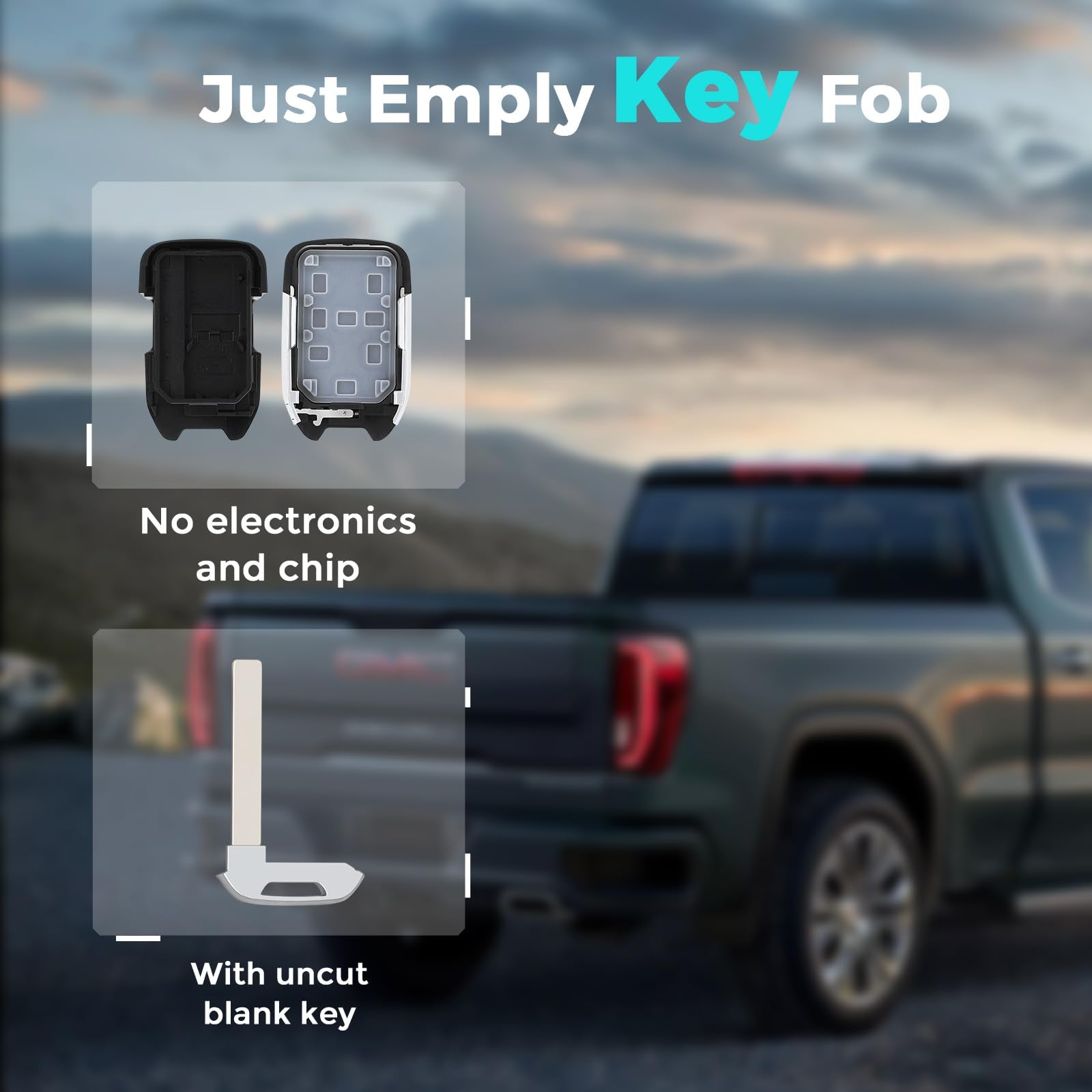 Helloauto Key Fob Cover Fit For Gmc Sierra 1500 2019 2020 2500Hd 3500Hd, For Chevy Silverado 2019-2021 Key Fob Case Replacement,