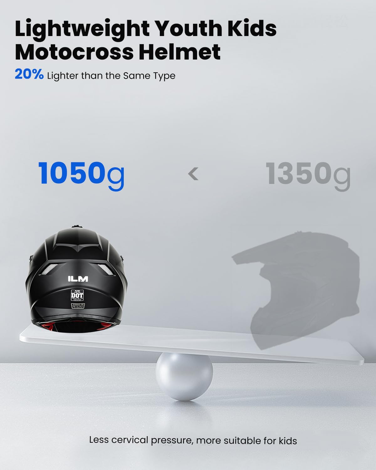 Ilm Youth Atv Helmet Kids Dirt Bike Helmet Motorcross Bmx Off Road Motorbike Go Kart Casco Dot Ece Model-Z705 (Matte Black, M)