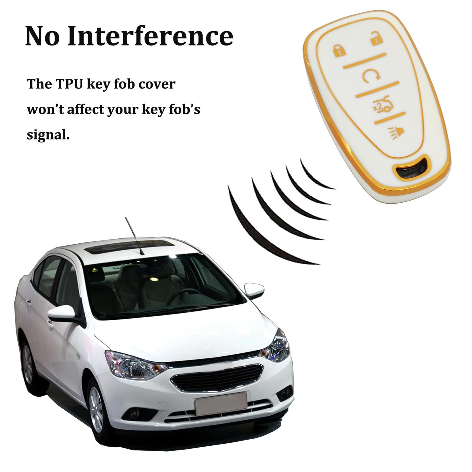 Arruweer Soft Tpu Smart Key Case Holder Protector Key Fob Cover Compatible With Chevrolet 2016-2021 Chevy Equinox Malibu Camaro