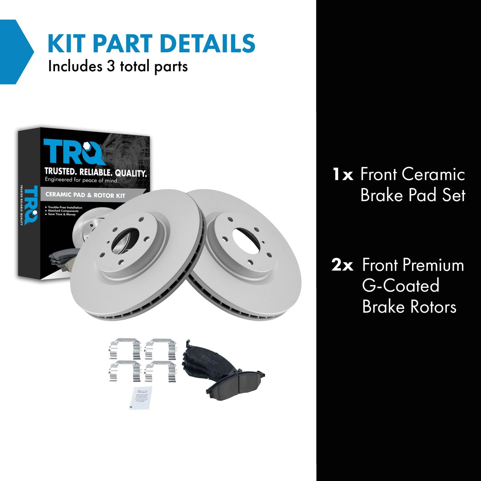 Trq Front Ceramic Disc Brake Pads & G-Coated Rotors Kit For Infiniti Nissan New