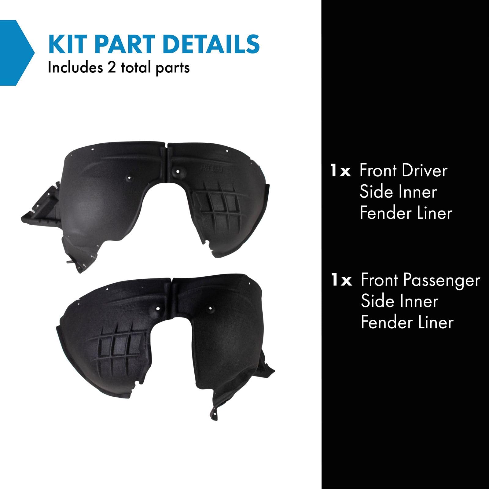 Trq Front Inner Fender Liner Set Compatible With 2018-2021 Chevrolet Traverse Gm1248284 Gm1249284