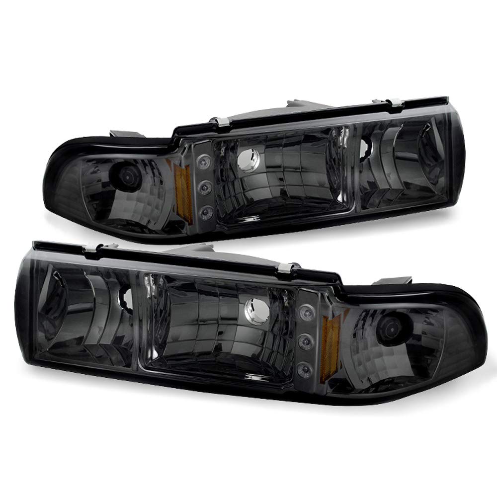 Acanii - For Smoke 1991-1996 Chevy Caprice Impala 2In1 Led Headlights Lights+Corner Signal Lamps Driver & Passenger Side