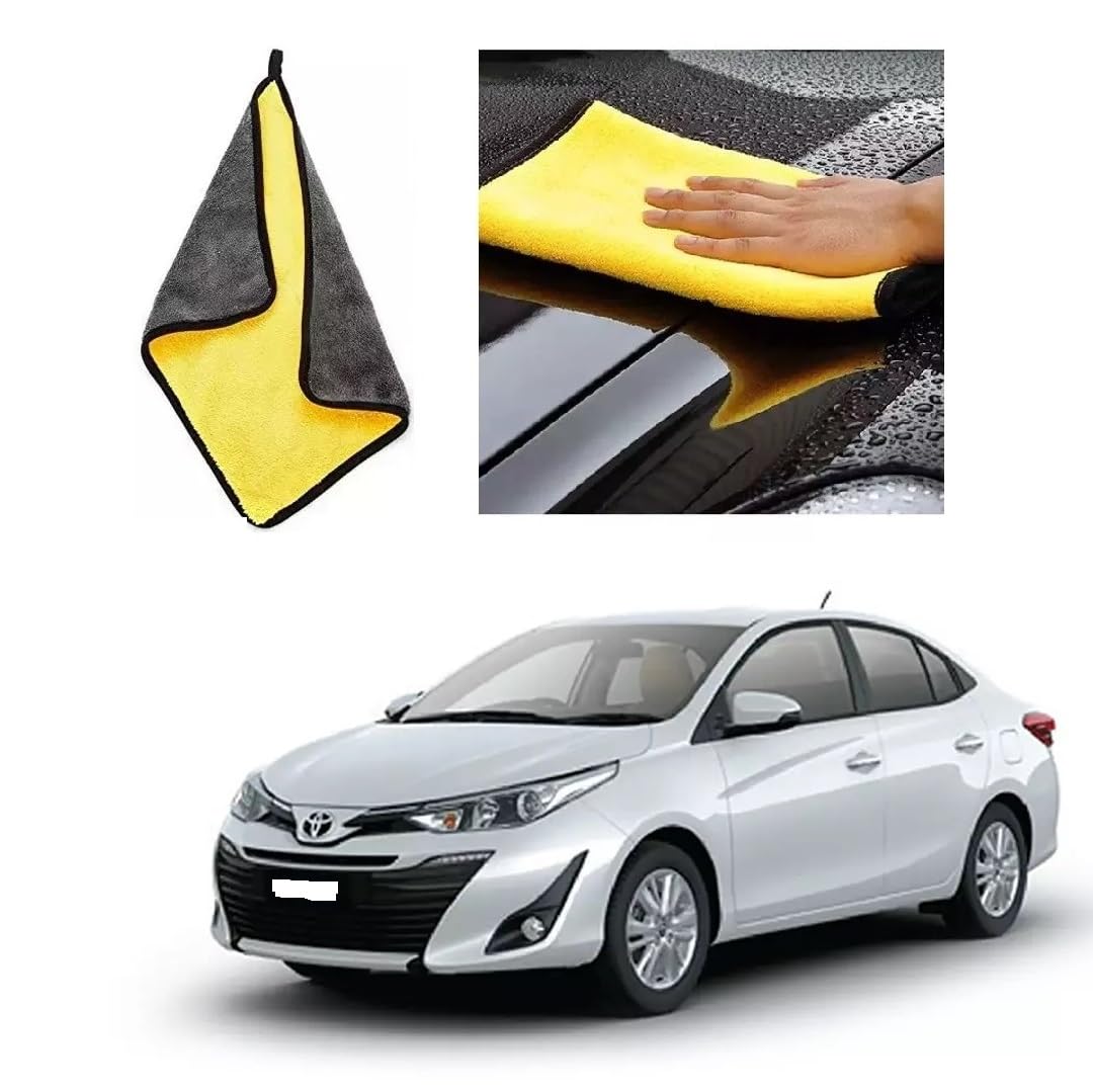 Car Cleaning and DetailingDual Sided Microfiber Cloth 600 GSM 40cm x 40cm (Pack of 2) Suitable for Toyota Yaris
