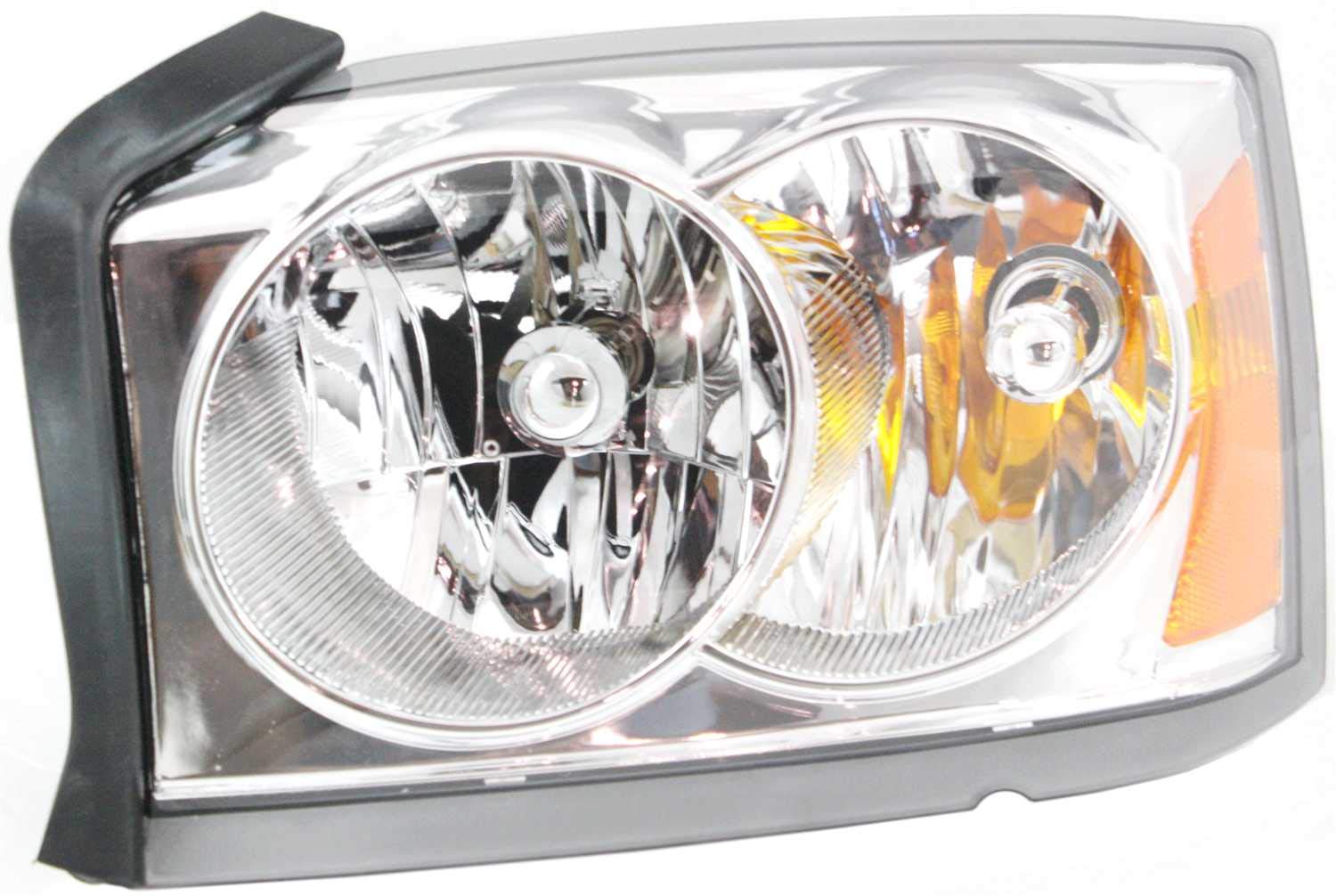 Evan-Fischer Headlight Assembly Compatible with 2005-2007 Dodge Dakota Halogen Chrome Interior with Corner Light Bulb Shield Driver Side