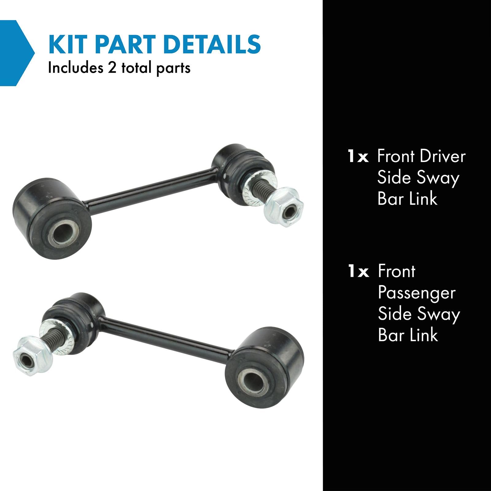 Trq Front Sway Bar Stabilizer Link Set Compatible With 2007-2017 Jeep Wrangler 2018 Wrangler Jk