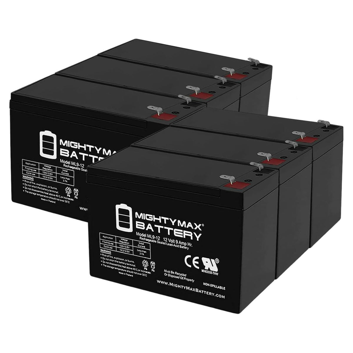 Mighty Max Battery 12V 9Ah Replacement For Razor Pocket Mod Electric Scooter - 6 Pack