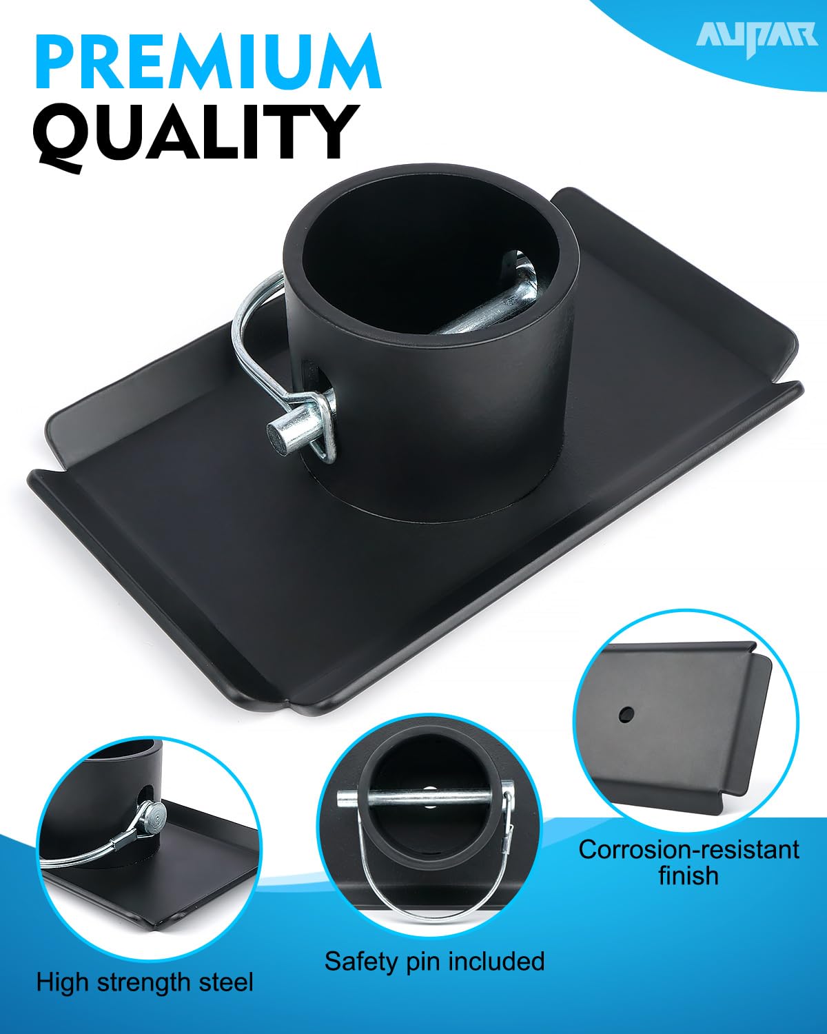 Aupar Trailer Jack Foot Plate with Pin Base, 5000lbs Capacity Foot Pad Compatible with Boat Trailer Jack Tongue Parts, Boat Hitc