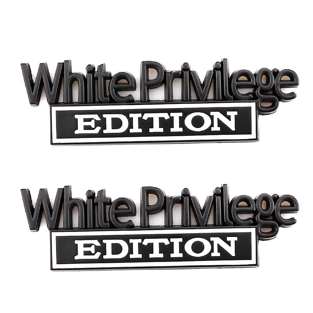 Carrun 2 Pcs White Priviledge Edition Emblem Car Side Rear Front Hood Fender Bumper Metal Badge 3D Decal Sticker Fit F-150 F250