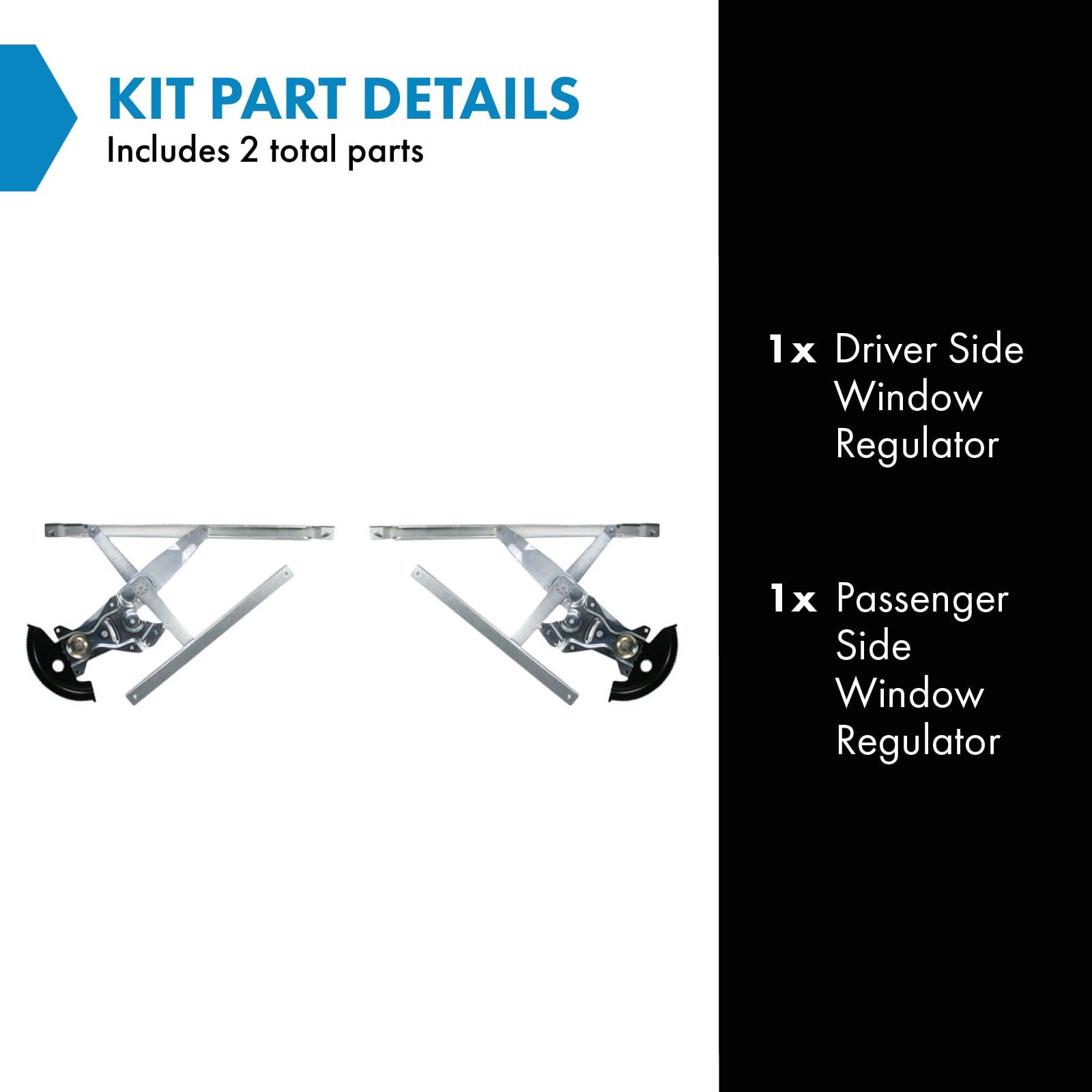 Trq Driver & Passenger Side Power Window Regulator Set Compatible With 1995-2005 Chevrolet Cavalier Pontiac Sunfire