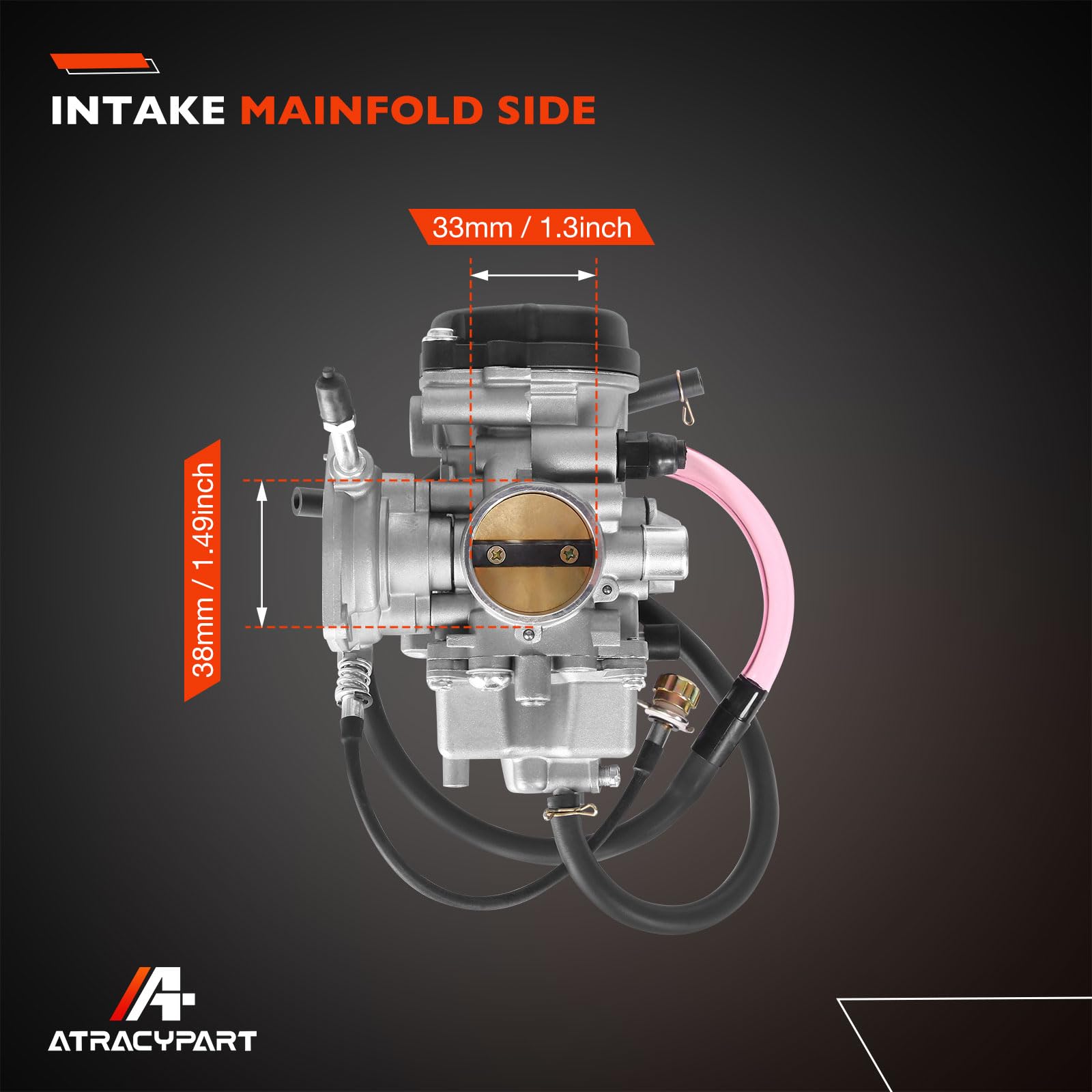 Carburetor Compatible With Yamaha Bruin Big Bear Wolverine Kodiak Grizzly 250 350 400 450 Yfm 4X4 Atv Intake Boot Joint And Thro