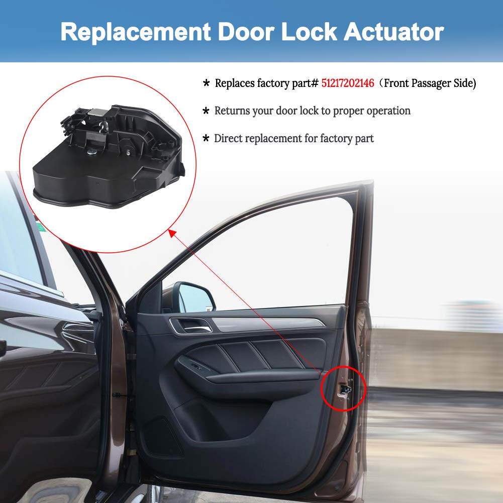 Wmphe Front Right Power Door Lock Actuator Compatible With Bmw E60 E65 E70 E90 E92 Door Lock Actuator Latch, Replaces Oem 937-801, 51217202146 - Front Passenger Side