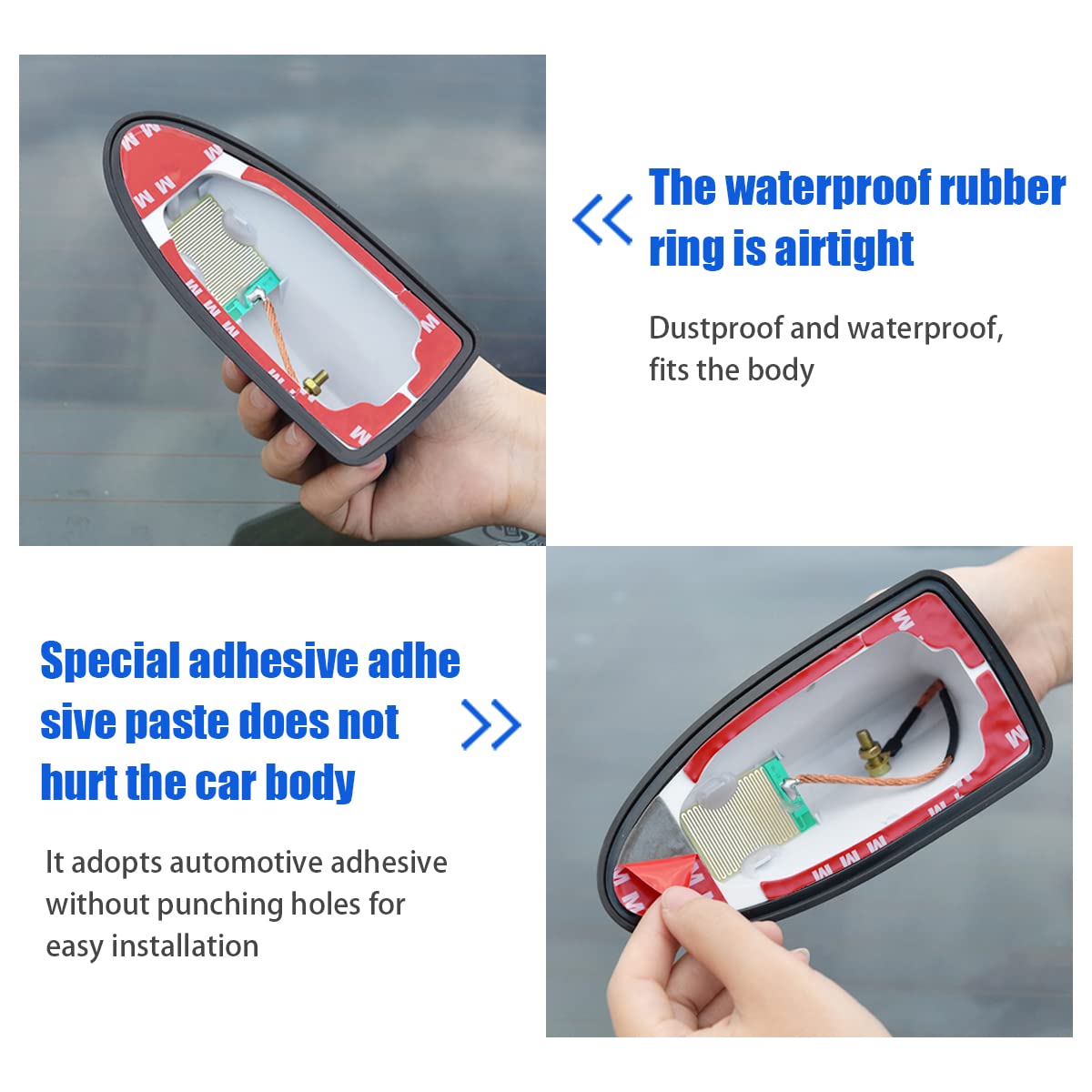 Car Shark Fin Antenna Cover, Roof Aerial Base Am/Fm Radio Signal For Car Suv Truck, Vehicle Shark Fin Shape Cover With Adhesive