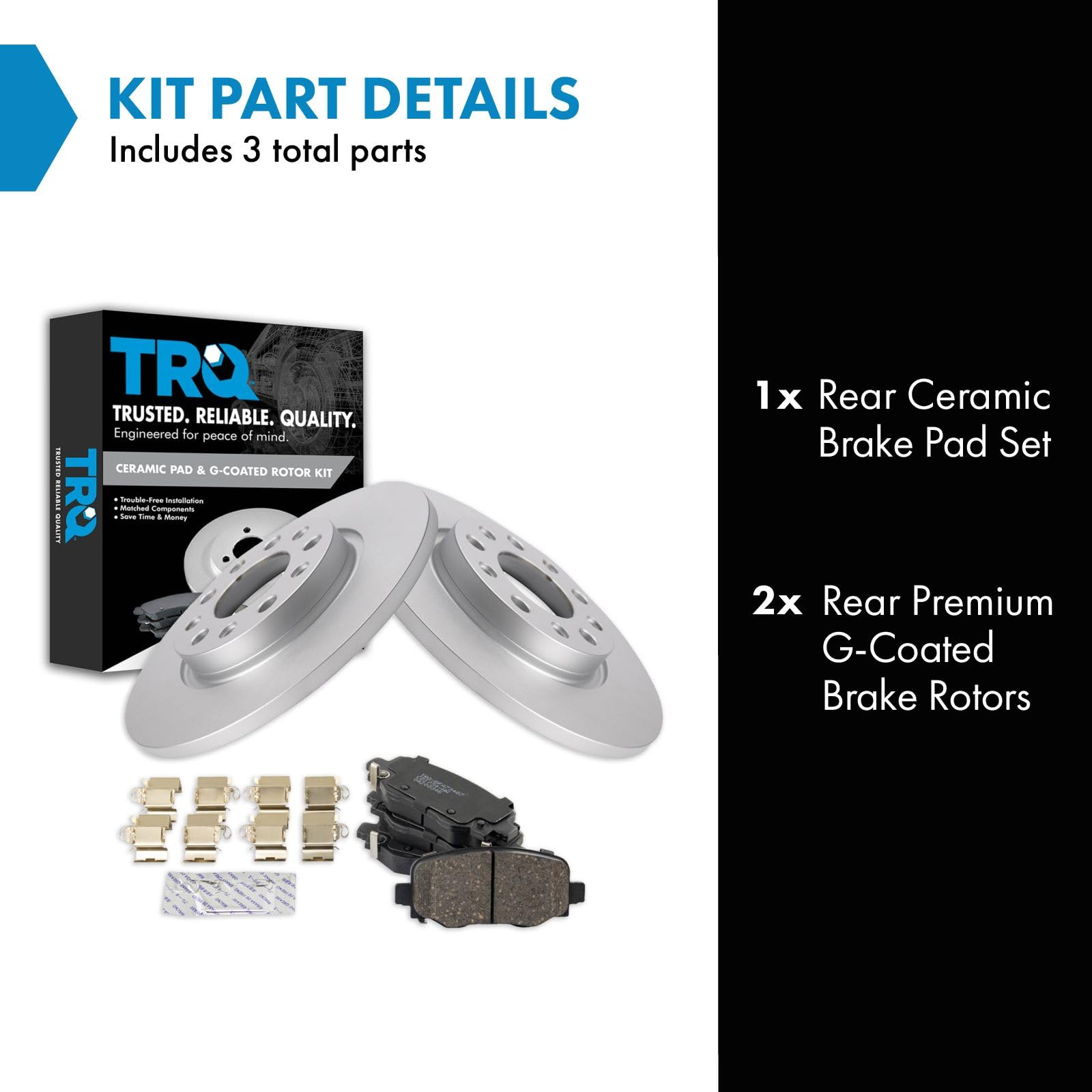 Trq Rear Brake Pad & Rotor Kit Brake Pads Brake Rotor Ceramic Premium G-Coated Compatible With 2015-2017 Chrysler 200 2014-2021