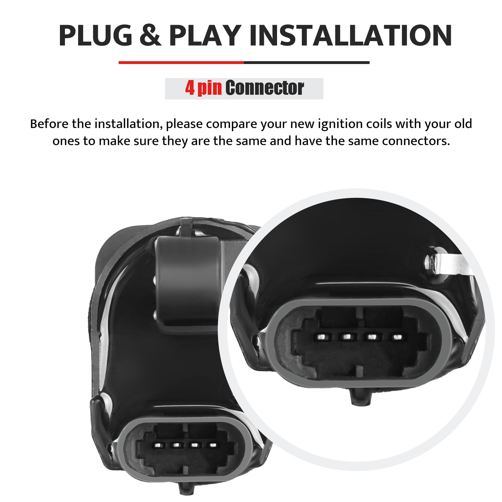 Round Ignition Coil Pack Compatible with V8 4.8 5.3 6.0 Chevy Silverado Tahoe Trailblazer Avalanche Express Cadillac Escalade GM