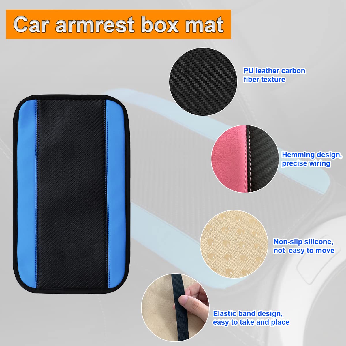 8Sanlione Car Center Console Cover, 12.6X7.5 Pu Leather Car Armrest Cover Universal Waterproof Center Console Pad, Car Accessories Interior Protection For Cars, Vehicles, Suvs (Blue)