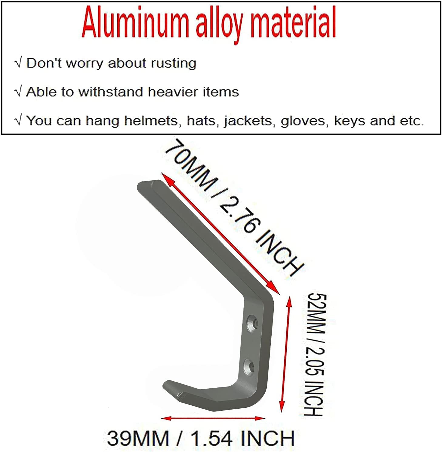 4 Pack Sturdy Aluminium Motorcycle Helmet Holder,Motorbike Jacket Display Rack,Backpack Bags Wall Mount Hanger,Cloth Coat Glove Storage Hook - With Mounting Screws,No Helmet